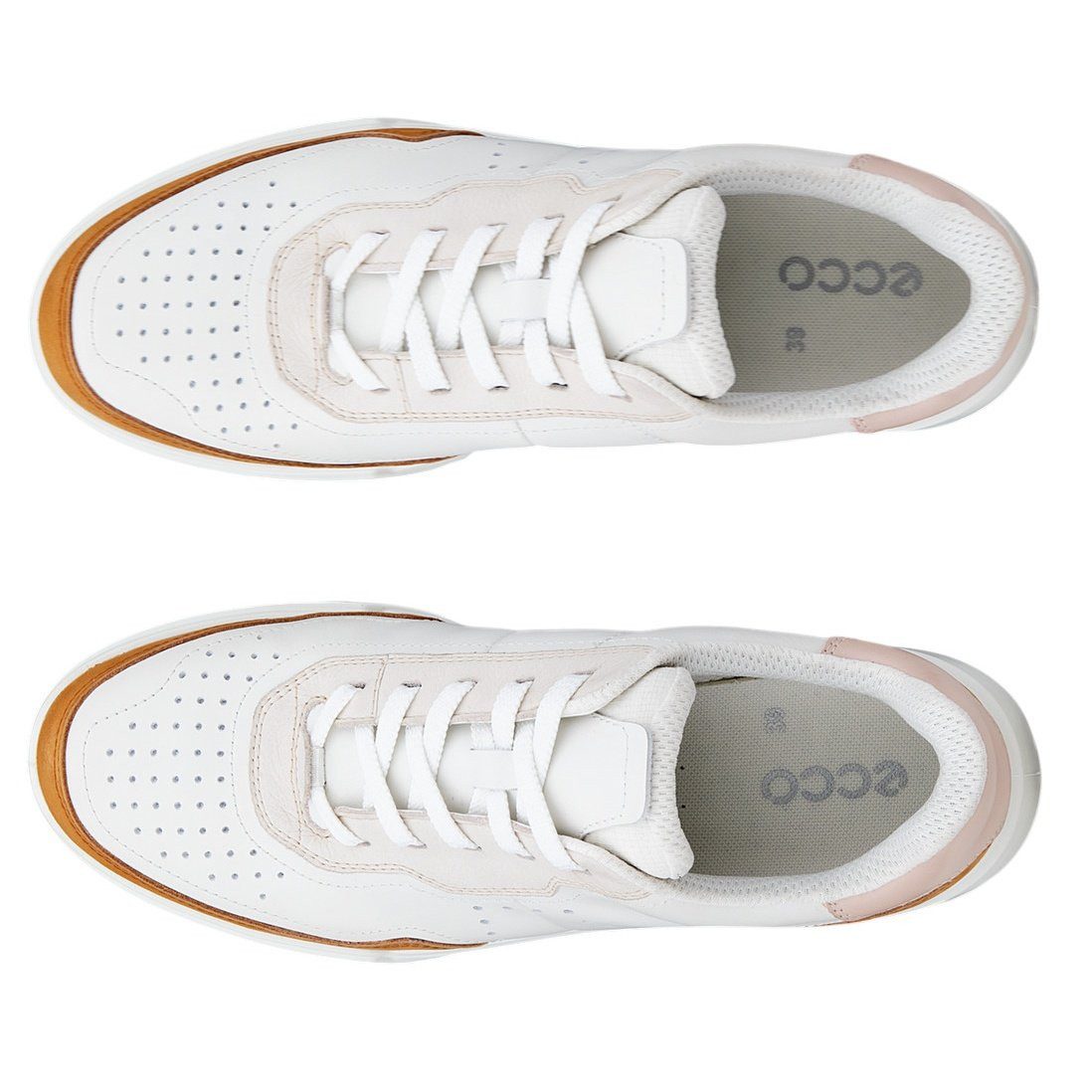 Ecco Street Court Lea (Premium-Leder) weiss/orange Damen Sneaker