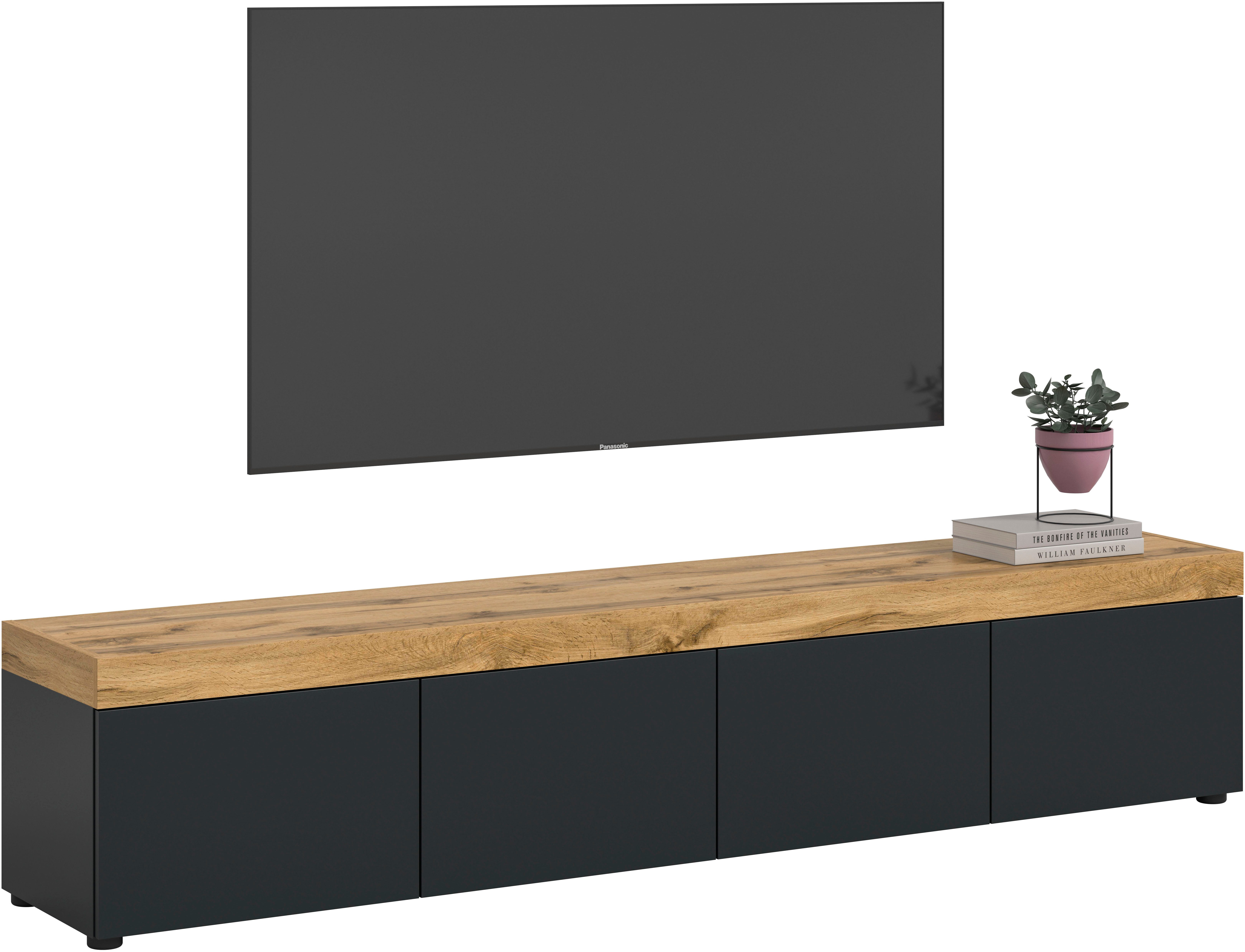 OTTO home Lowboard MAMBO, TOPSELLER!, Breite 200cm, 4 Klappen, stehend oder hängend (1 St., 2 farbige Ausführung, in verschiedenen Farben erhältlich), Lowboard, TV Unterschrank, Tv-Schrank, Wohnzimmer
