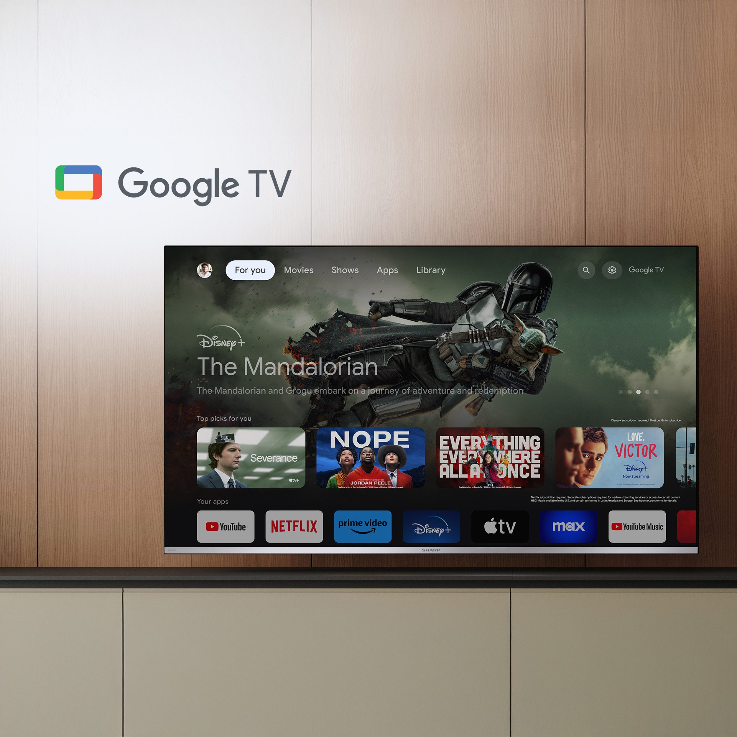 Sharp 50JP7765E QLED-Fernseher (126 cm/50 Zoll, 4K Ultra HD, Google TV, Google TV, Mini-LED, HDR Dolby Vision, Harman Kardon Sound)