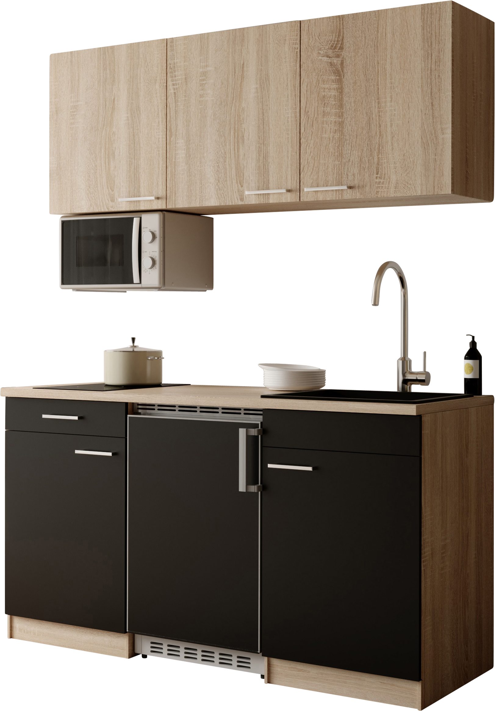 RESPEKTA Pantryküche Ingrid, zerlegt, wahlweise mit Mikrowelle, Soft-Close-Funktion, Breite 150 cm