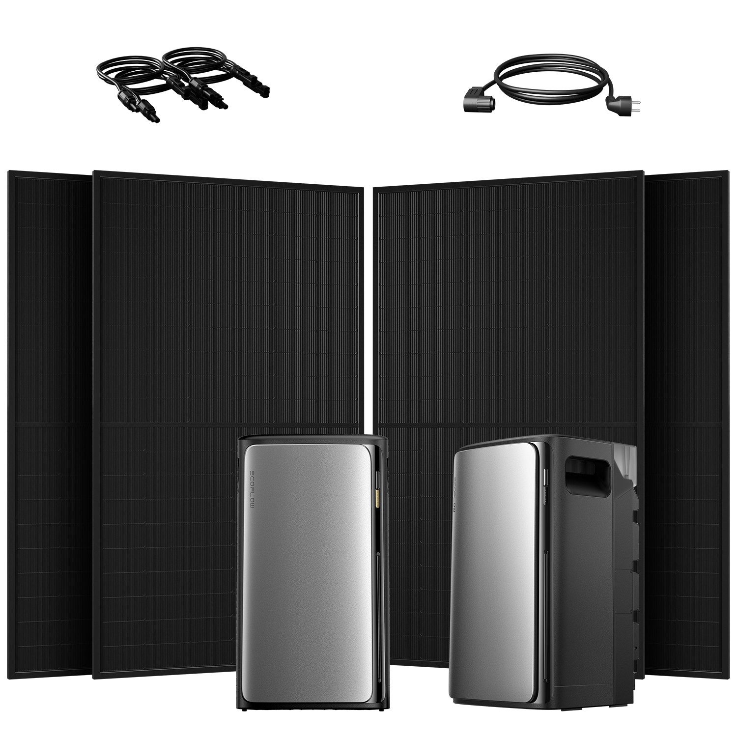 Ecoflow Balkonkraftwerk 2000W EcoFlow Stream Ultra All-in-One Speicher mit AC Pro Zusatzsakkus, (4x Full Black Glas-Glas 500W im Lieferumfang enthalten), 2000 W Solareingang (4 MPPTs) mit integriertem Mikro-Wechselrichter