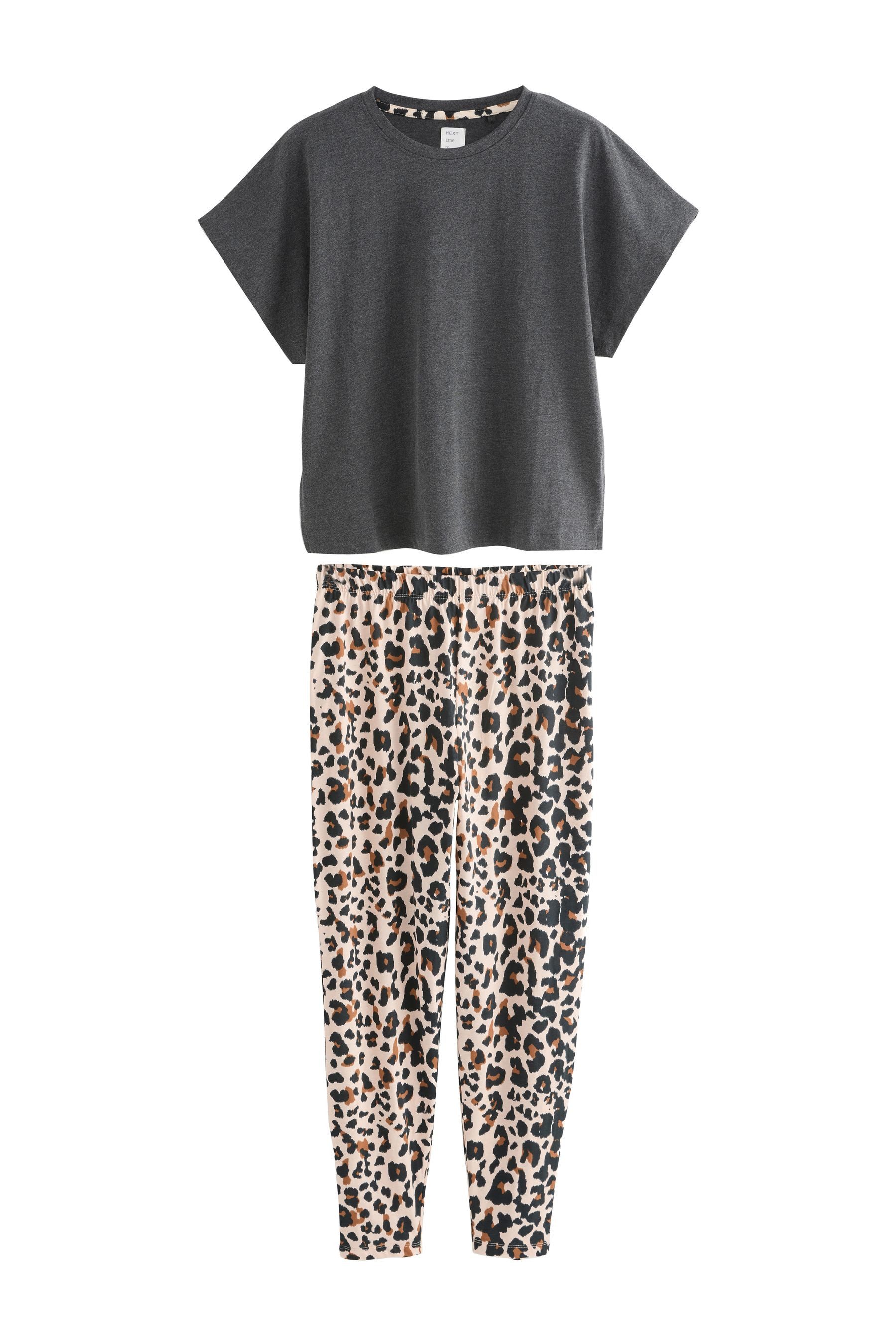 Next Pyjama Schlafanzug mit Leopardenmotiv (2 günstig online kaufen
