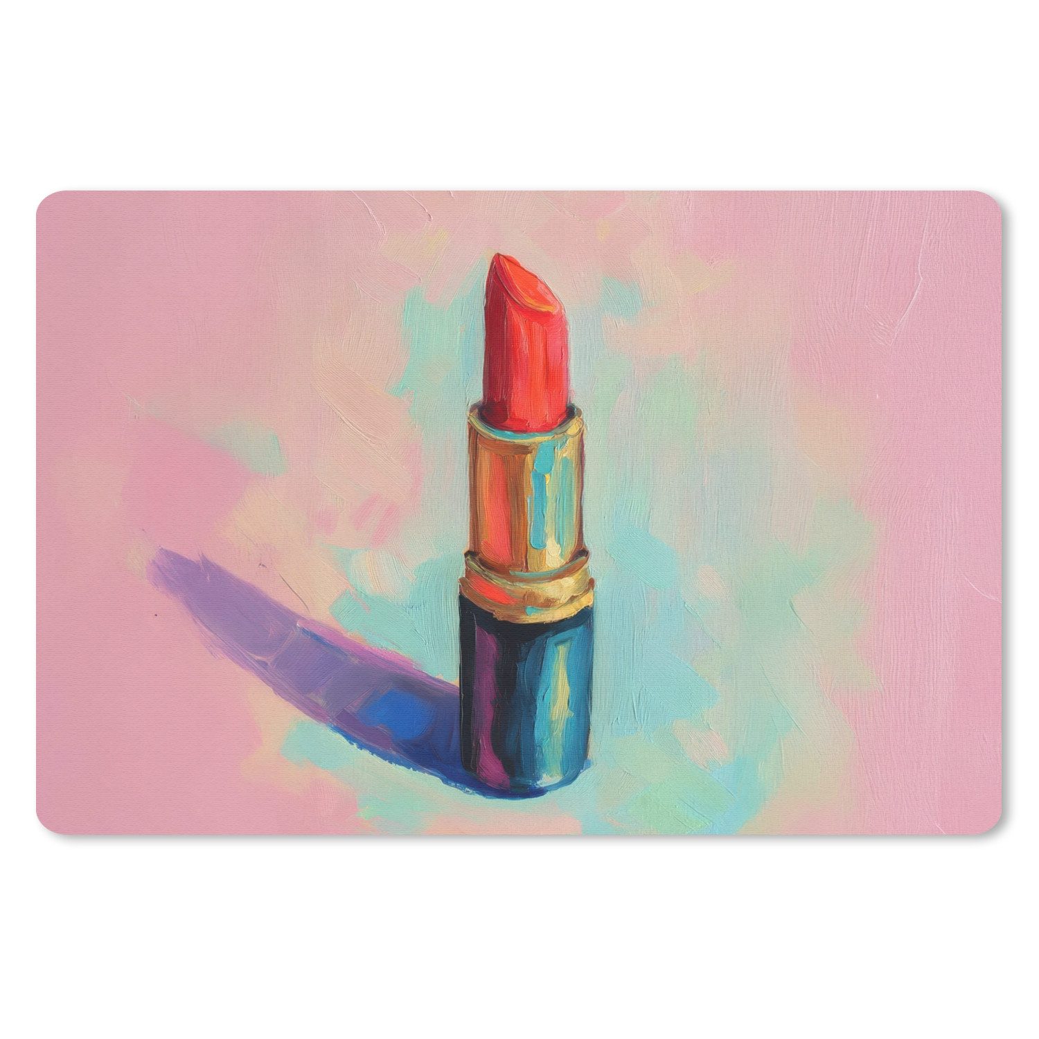 MuchoWow Mauspad Lippenstift - Rot - Pinselstriche (1-St), Mouse pad Klein, Gaming Deko, PC Zubehör, 27x18 cm