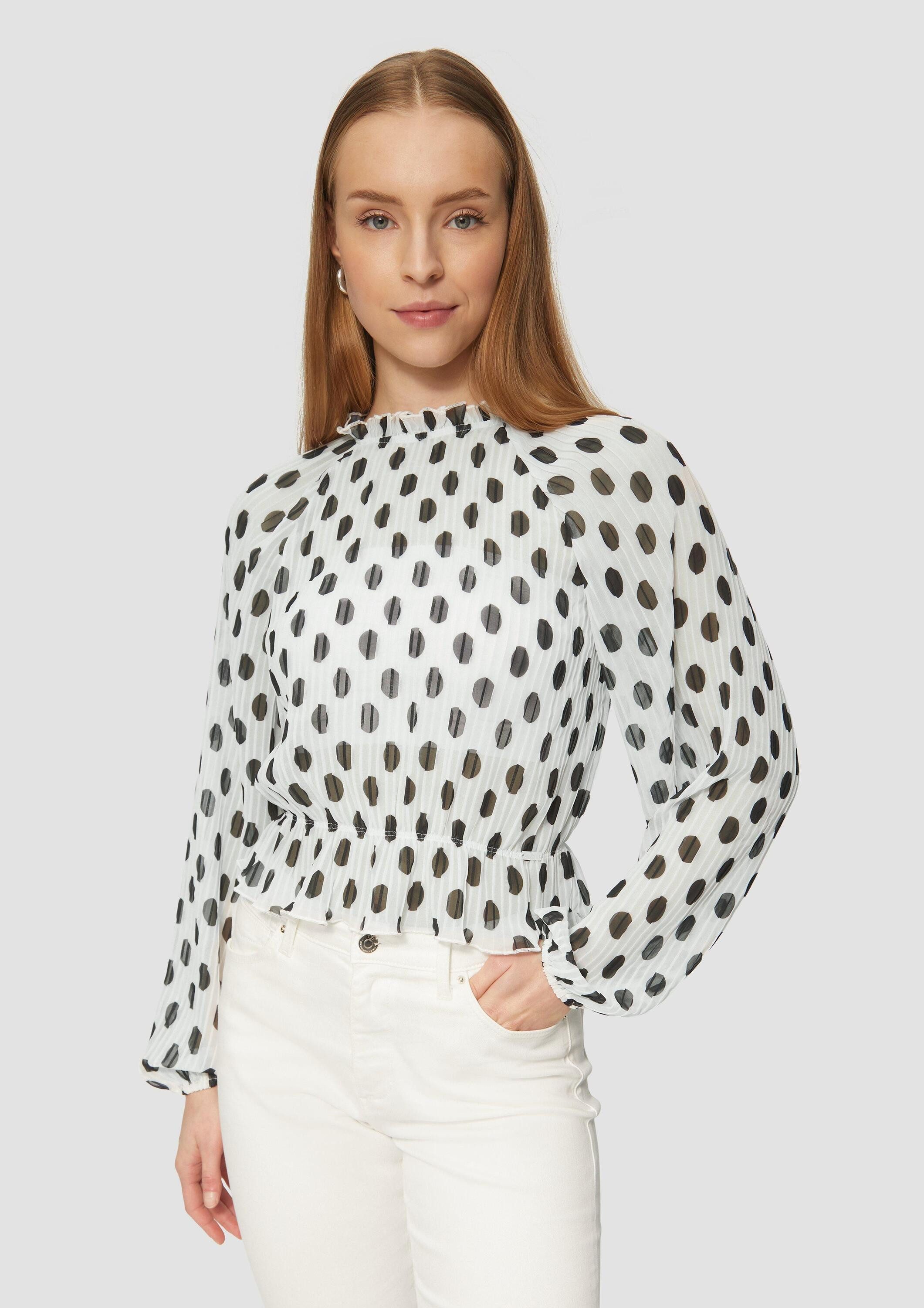 QS Langarmbluse Bluse Verkürzte Chiffonbluse aus günstig online kaufen