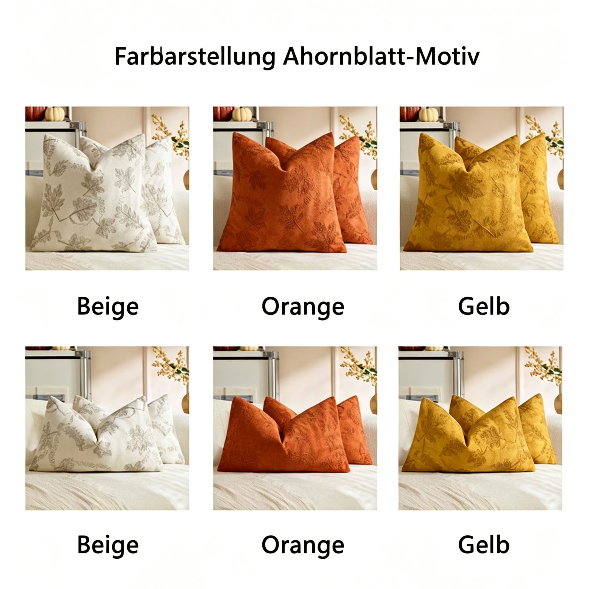 Agger Kissenbezug Chenille-Kürbis-Kissenhüllen, Herbstliche Blätter-Kissenbezüge, (1 Stück) – Bild 2 von 5