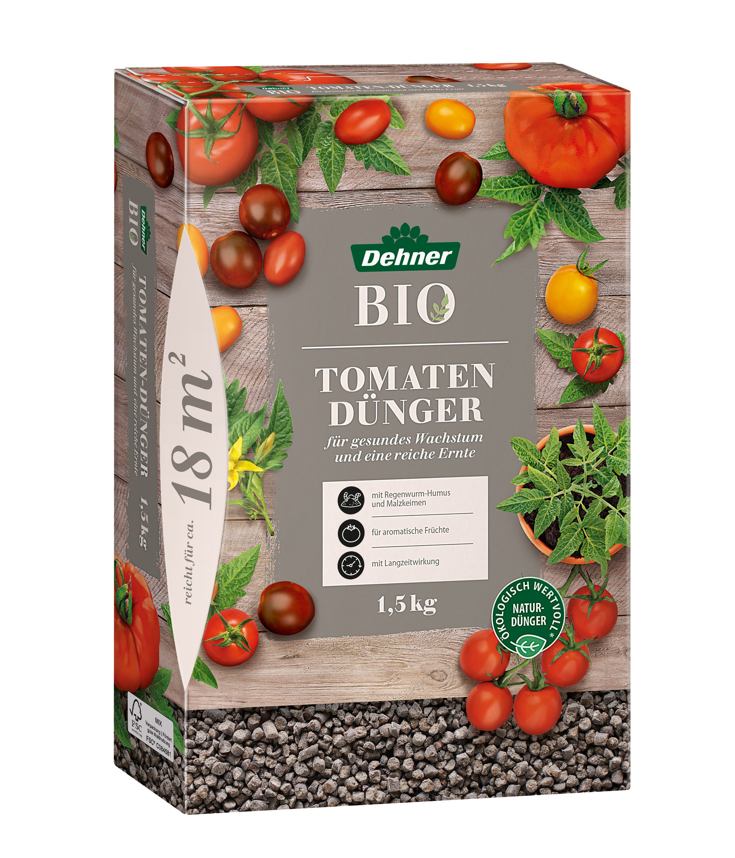 Dehner Gartendünger Bio Tomatendünger, hochwertiger NPK-Dünger, natürliche Langzeitwirkung, organisch mit Spurennährstoffen