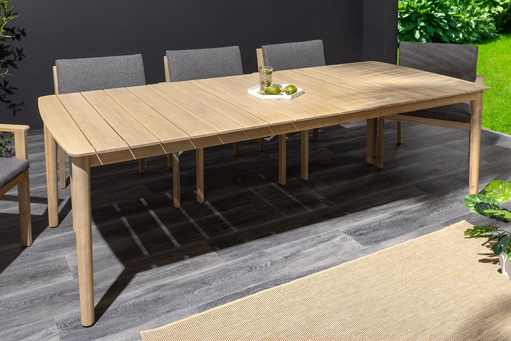 riess-ambiente Gartentisch KOPENHAGEN 220cm natur – Massivholz, wetterfest, Bootsform (Einzelartikel, 1-St), massiver Tisch aus Holz in Bootsform – ideal für den Außenbereich