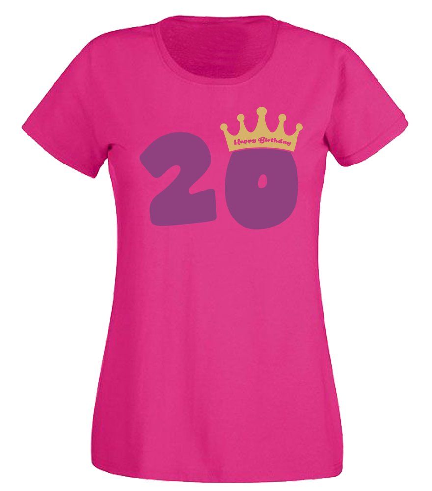Ggraphics TShirt Damen TShirt 20 Happy Birtday mit Krone zum