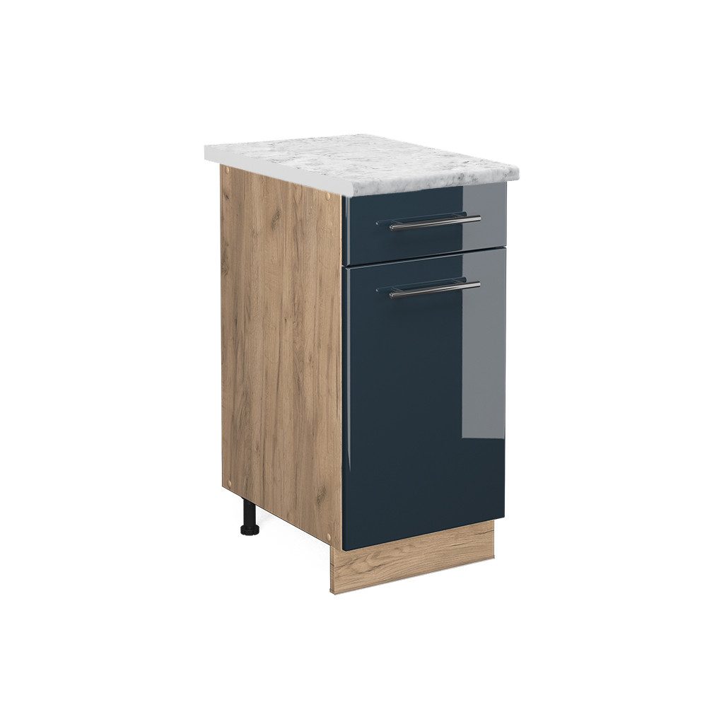 Vicco Unterschrank Fame-Line, Dunkelblau Hochglanz/Goldkraft Eiche, günstig online kaufen