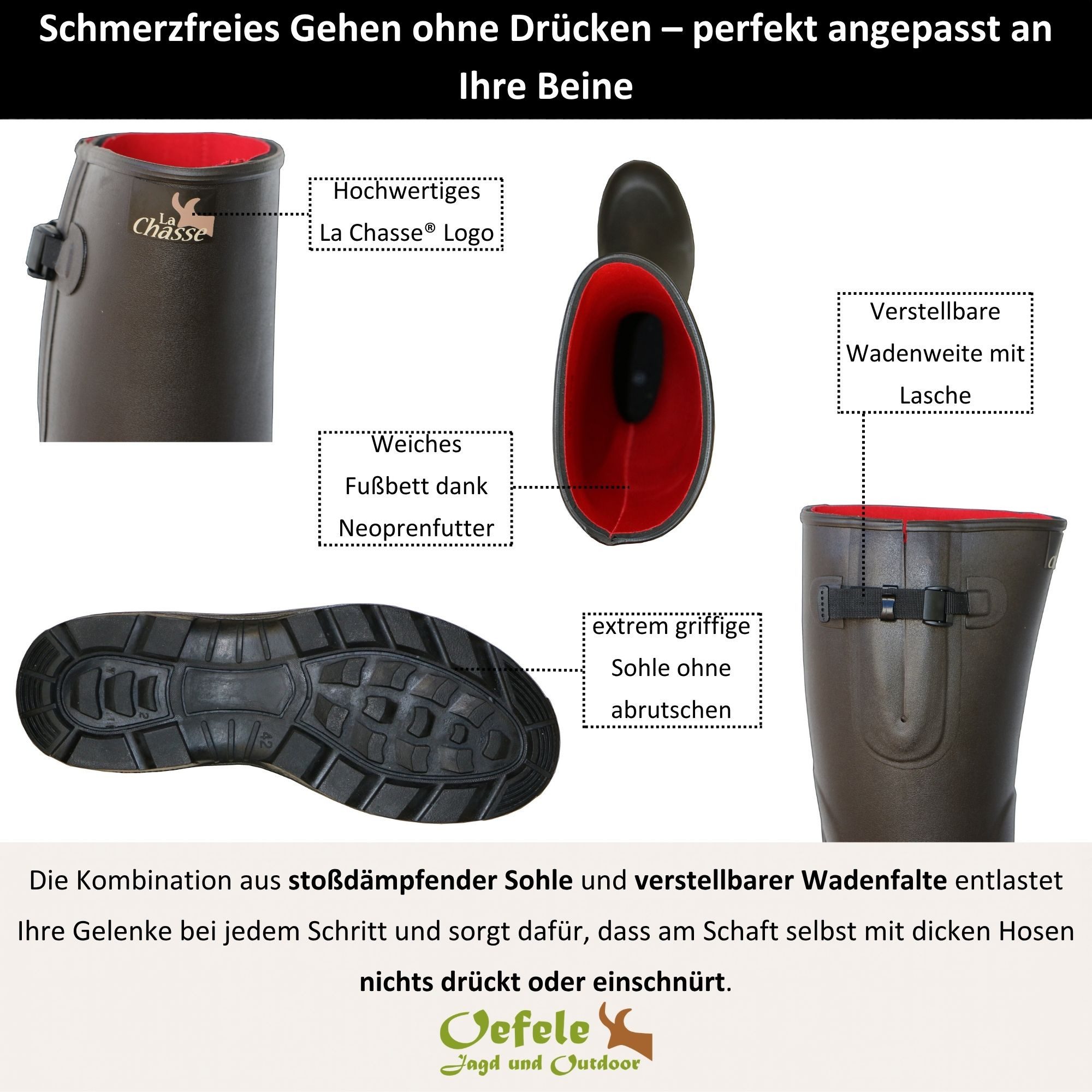 La Chasse® Neopren-Gummistiefel "Nizza" Jagdstiefel Herren & Damen wasserdicht Gummistiefel wasserdicht
