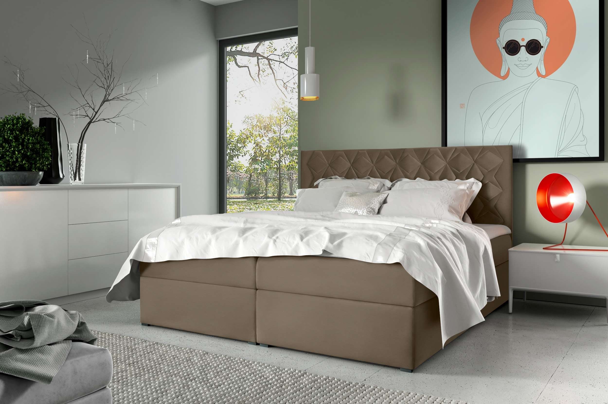 99rooms Boxspringbett Tiziano (Schlafzimmerbett, Bett), mit Bonellfederkern Matratze, Topper, Bettkasten, Kopfteil gepolstert