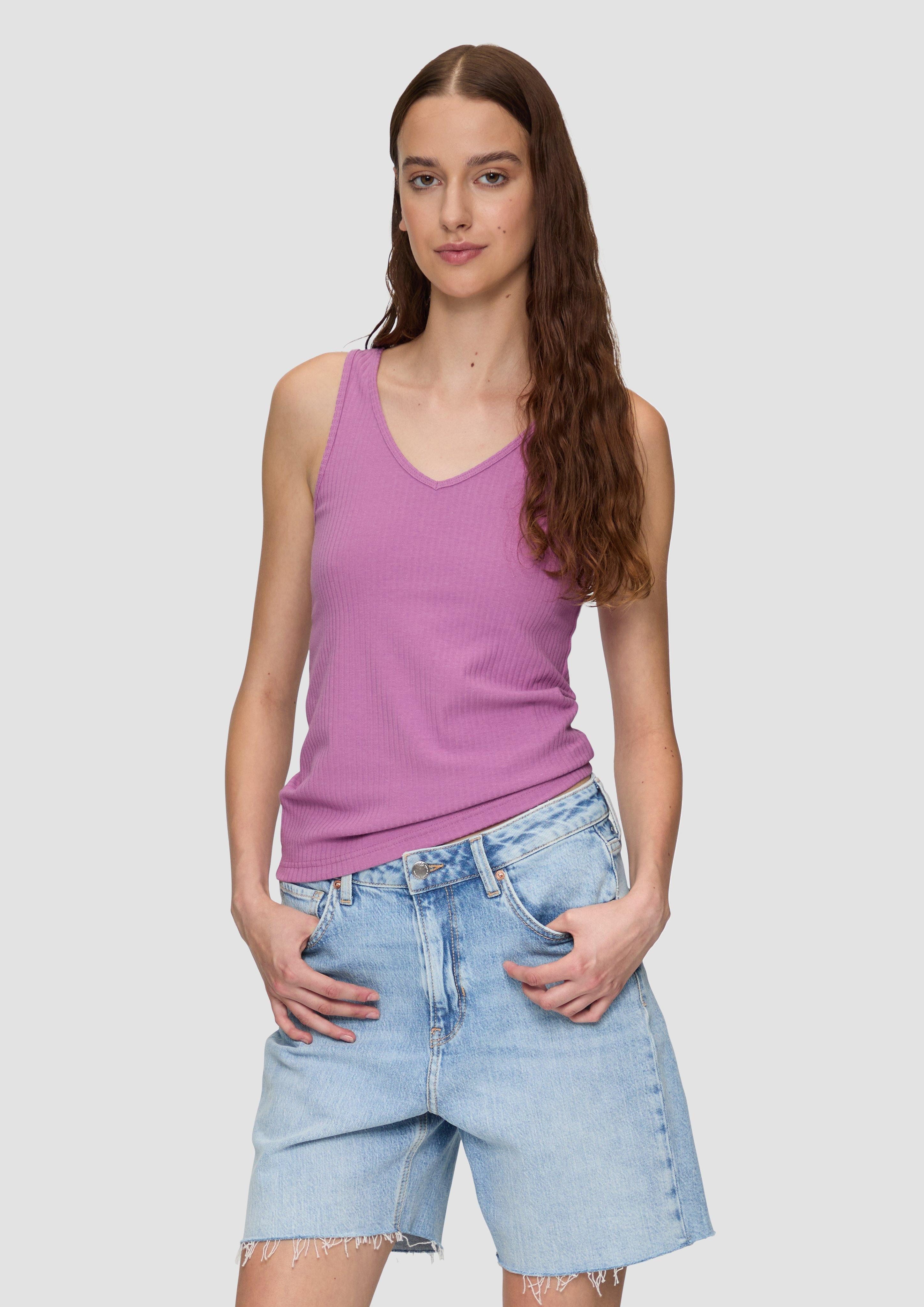 QS Shirttop Geripptes Top im Slim günstig online kaufen