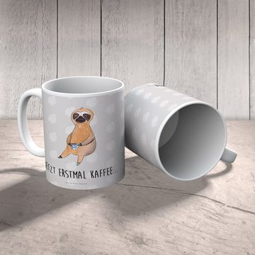 Mr. & Mrs. Panda Kinderbecher Faultier Kaffee - Grau Pastell - Geschenk, Faultier Geschenk, Lieblin, Kunststoff, Mikrowellenbeständig