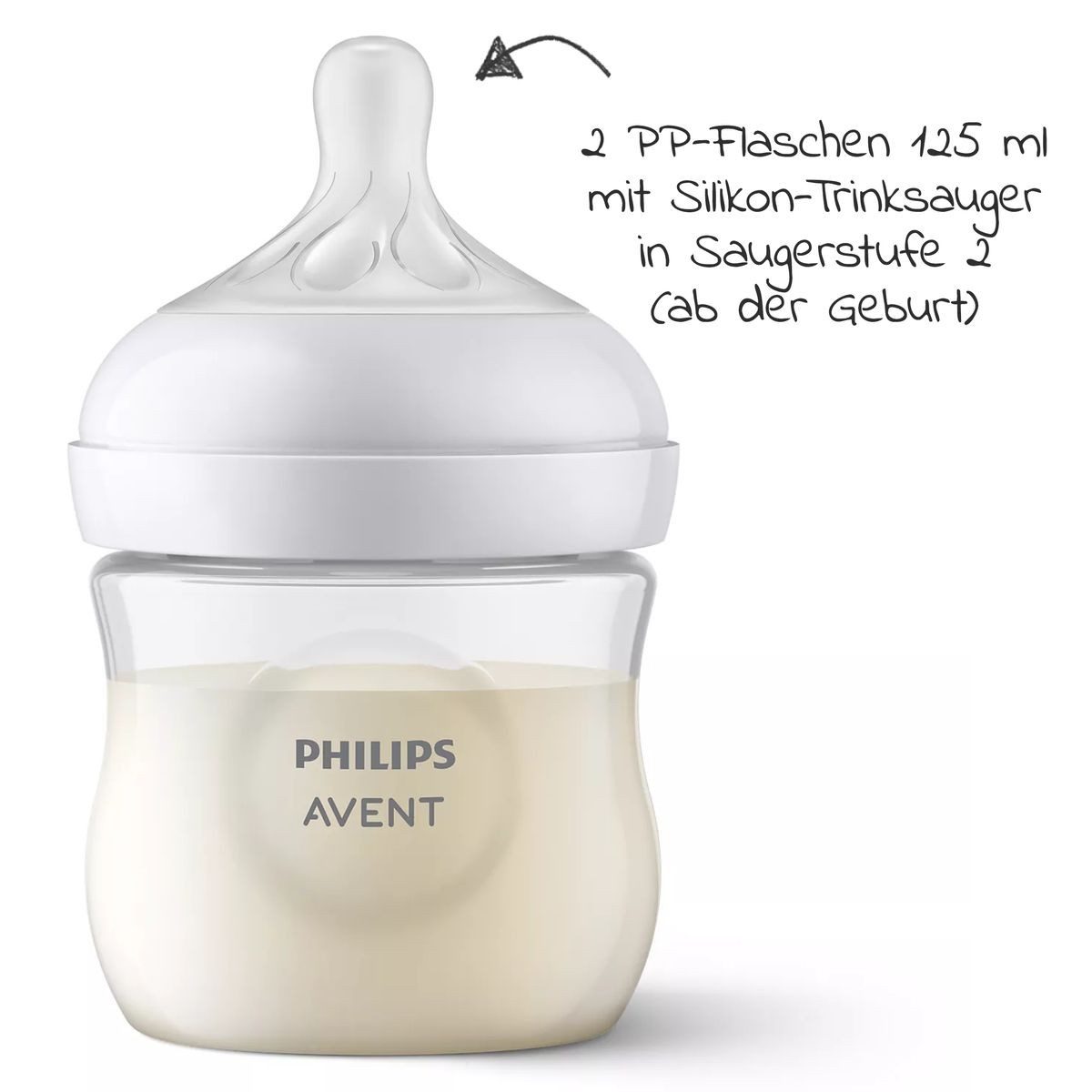Philips AVENT Babyflasche Neugeborenen-Starter-Set Natural, 5 Baby Flaschen mit Silikon-Sauger, Schnuller & Flaschenbürste