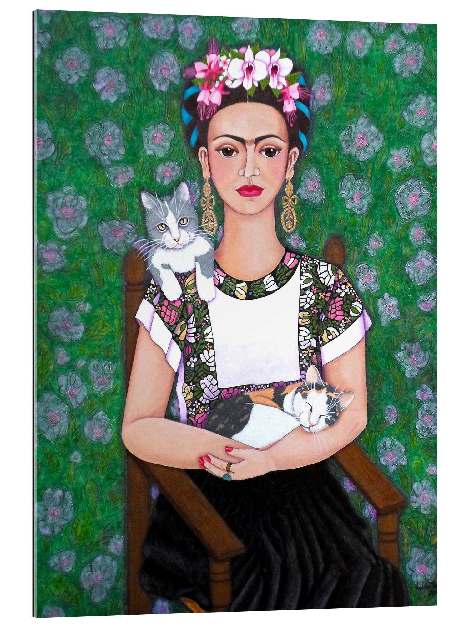 Posterlounge XXL-Wandbild Madalena Lobao-Tello, Frida Kahlo Katzenliebhaberin, Wohnzimmer Orientalisches Flair Illustration