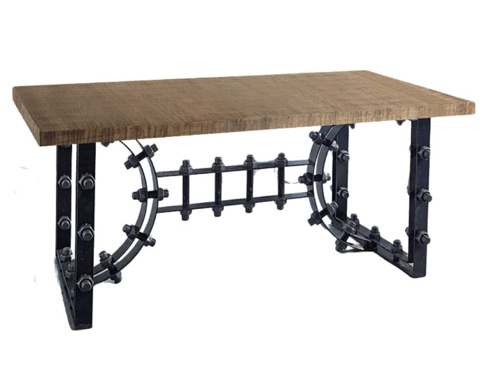 WOLF MÖBEL Esstisch IRON Esstisch"Schraube"180x90 Holzplatte (180 x 90 x 76), IRON Esstisch"Schraube"180x90 Holzplatte