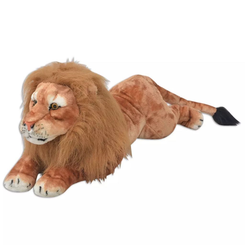 vidaXL Kuscheltier NA Löwe liegend Plüschtier Stofftier Kuscheltier Braun XXL
