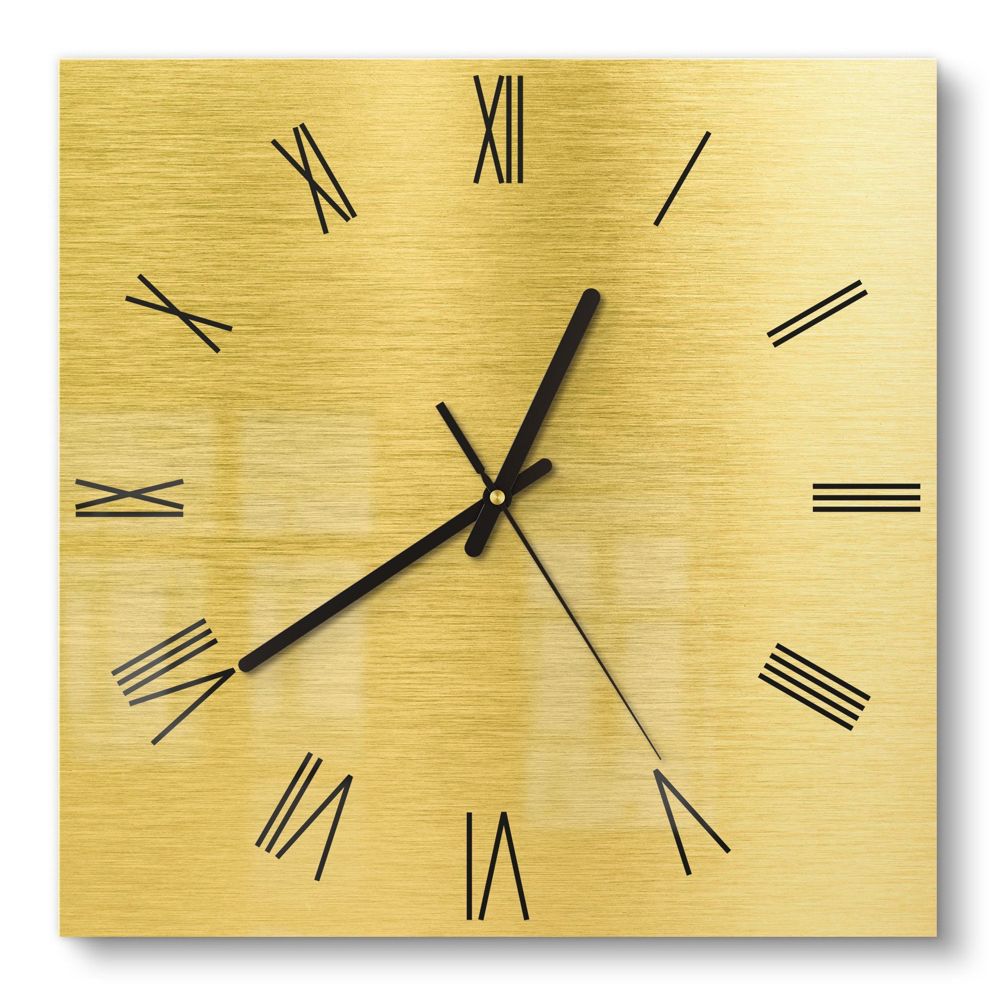 DEQORI Wanduhr 'Gebürstete Goldoberfläche' (Glas Glasuhr modern Wand Uhr Design Küchenuhr)