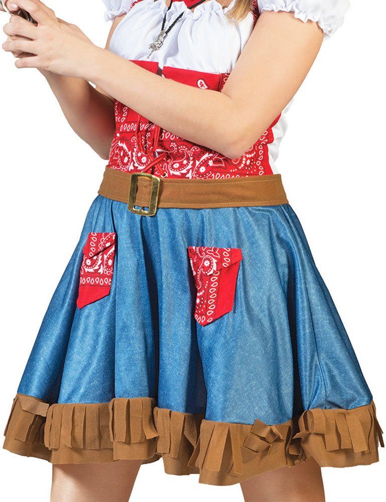 Funny Fashion Kostüm Cowgirl Kostüm 'Arizona' für Damen - Blau Rot, Co