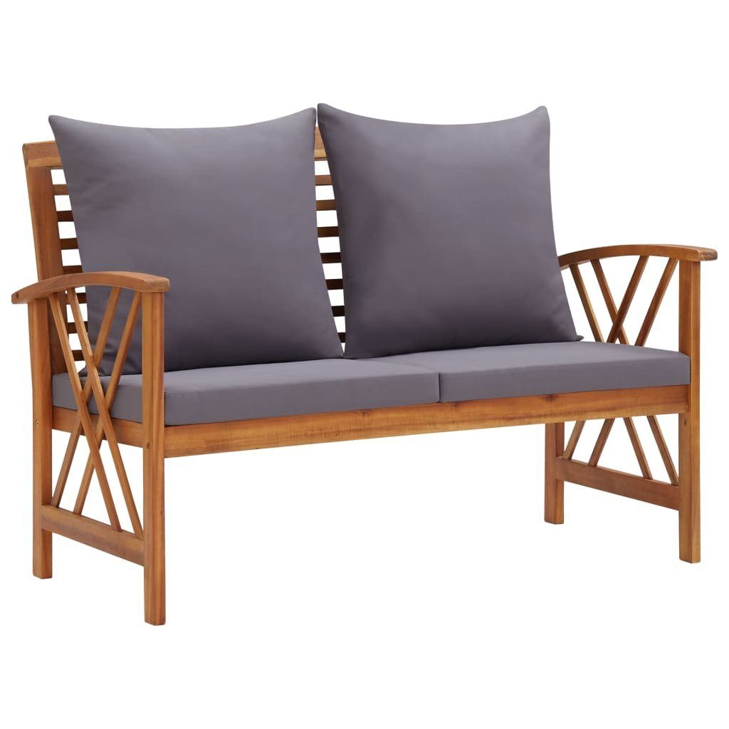 furnicato Gartenbank mit Kissen 119 cm Massivholz Akazie