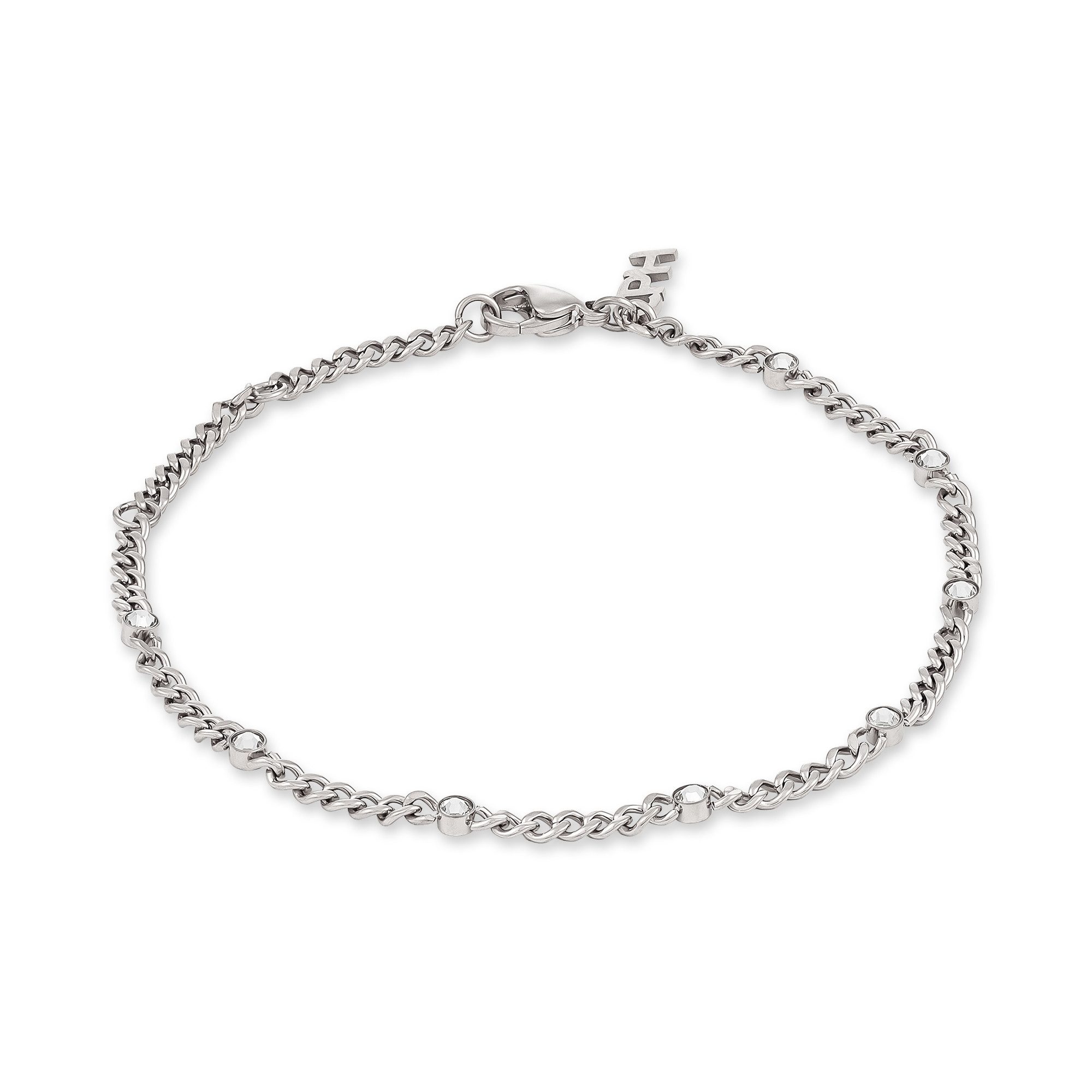 Copenhagen Studios Edelstahlarmband Schmuck Geschenk Edelstahl Armkette Glittery Cuban, mit Strassstein