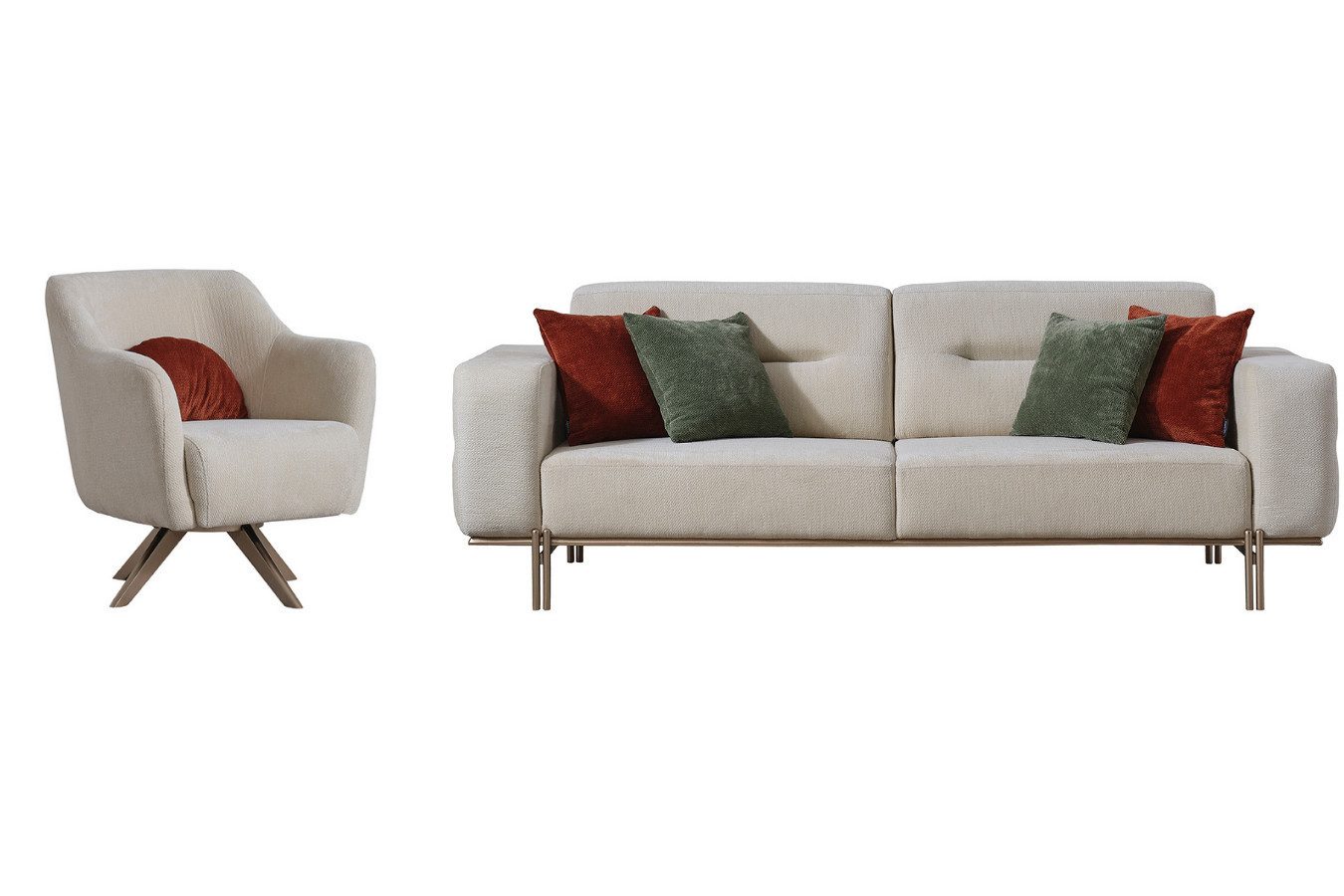 Villa Möbel Polstergarnitur Eos, (Set, Set besteht aus: 2 Sitzer+Sessel), Hand Made Qualtiy, pflegeleichter Mikrofaserstoff