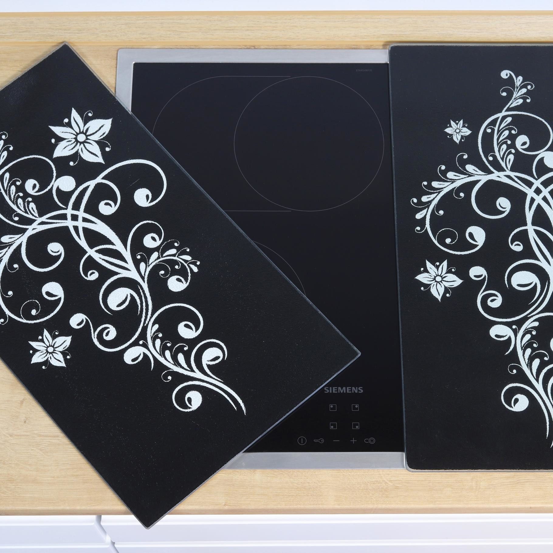 HI Schneide- und Abdeckplatte Glas Schneidebrett / Herd Abdeckplatten Set 2-tlg. Maße:ca. 52 x 30cm