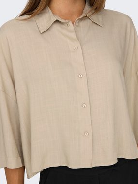 ONLY Blusenshirt Bluse Hemdkragen Halbarm Tief angesetzte Schulter 7400 in Beige-2