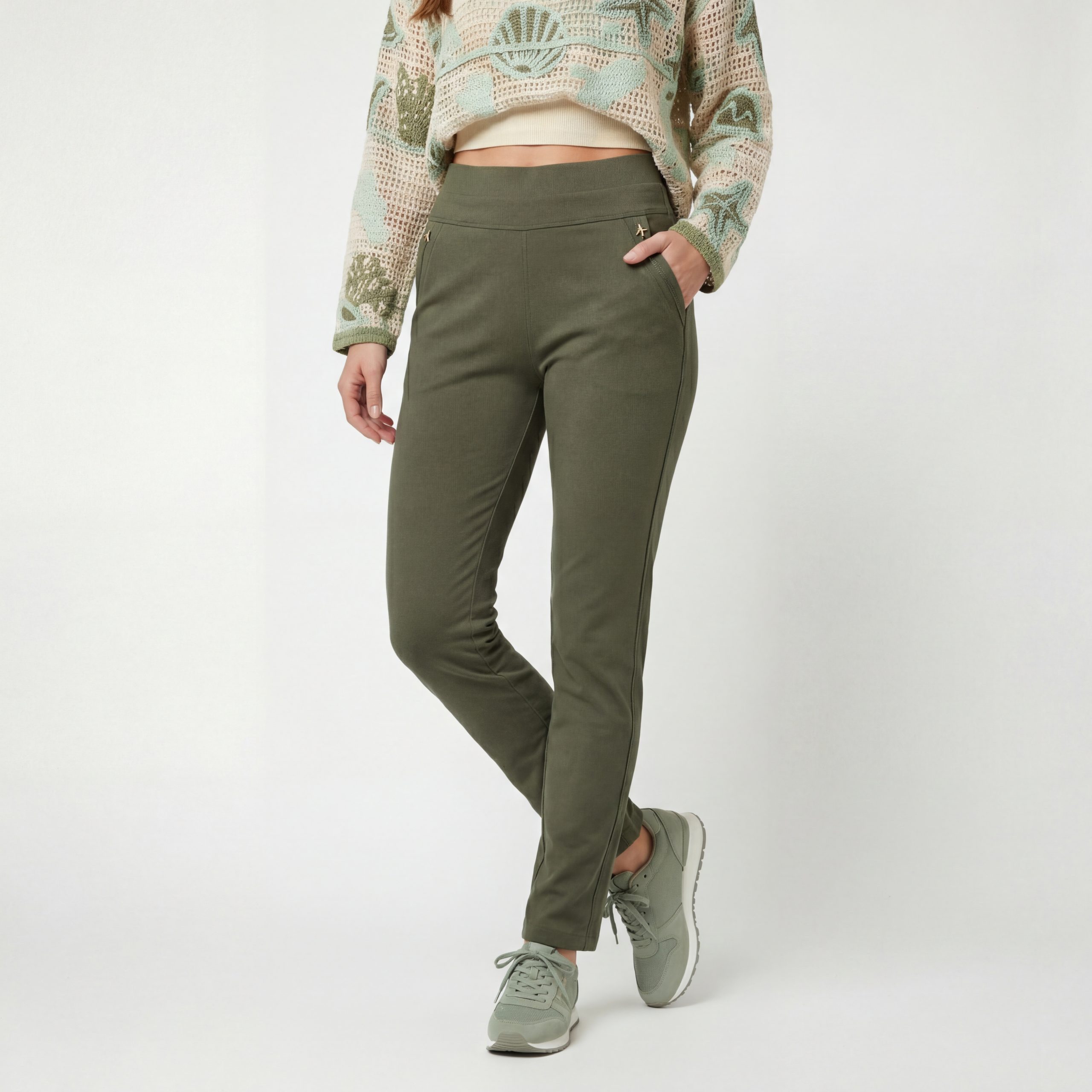 Aurela Damenmode Stretch-Hose Damen Leggings Schlupfhose mit Komfort Bund H günstig online kaufen