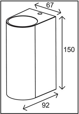 TRANGO LED Außen-Wandleuchte, Tageslichtsensor, 8014-RSSL LED Up & Down IP44 Außenwandleuchte aus Aluminium, Wandstrahler modern in RUND Nickel matt mit Dämmerungssensor (automatische Tag & Nacht-Schaltung) außen & innen Wandlampe, Außenlampe inkl. 2x 5 Watt warmweiß GU10 LED Leuchtmittel