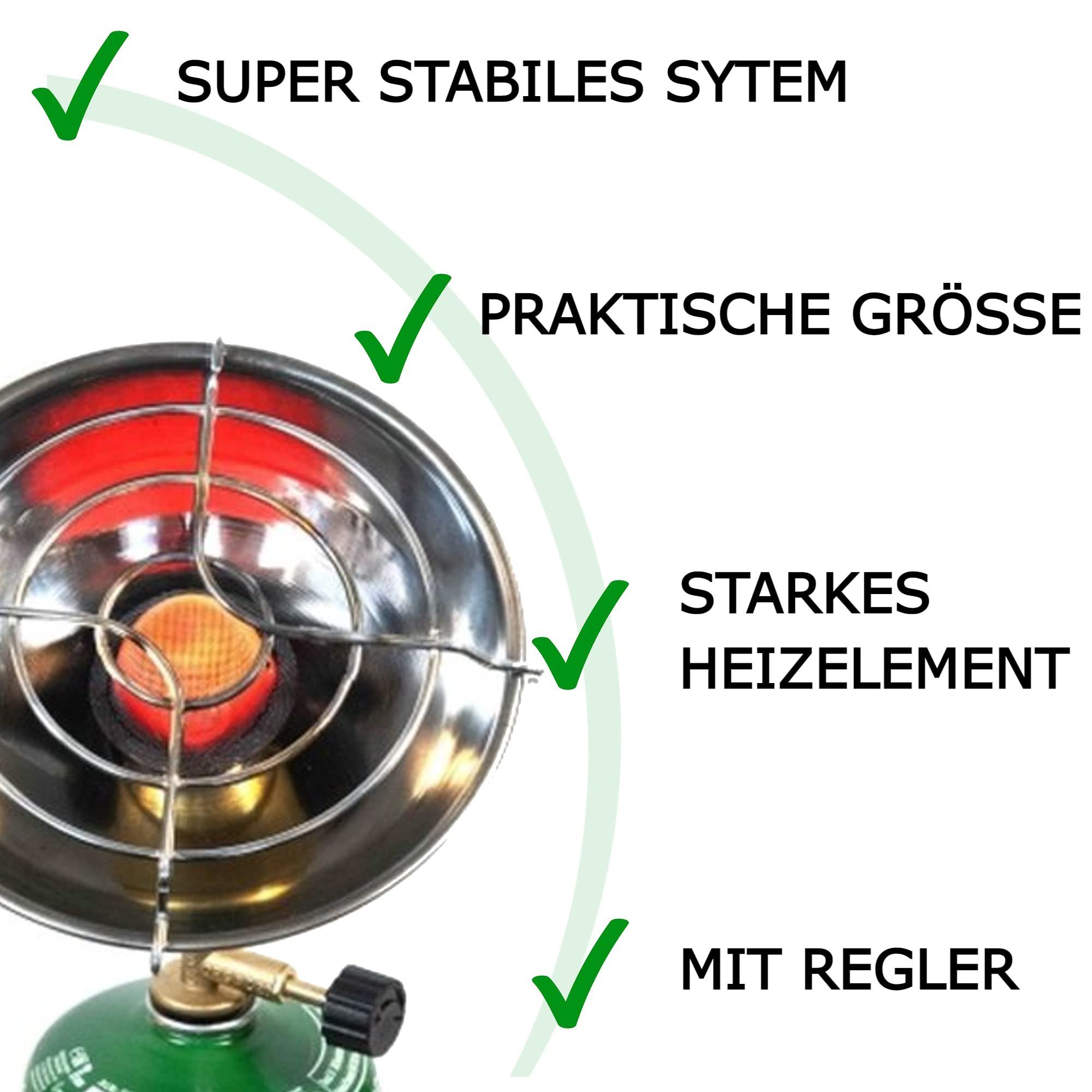 Set Gas + Gaskocher TronicXL mit Heizung Notheizung I Mobile Camping I 2in1 Gaskocher