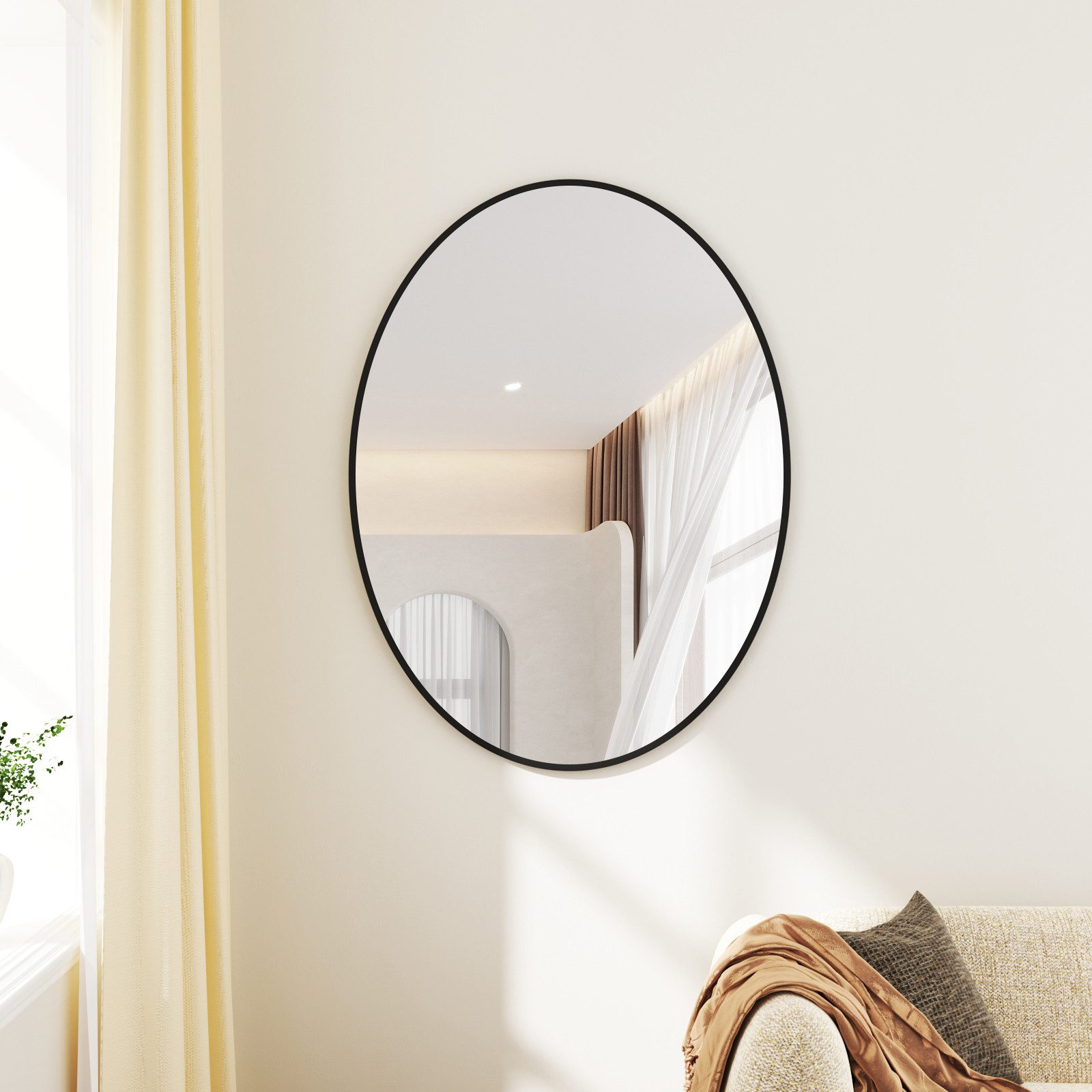 Hopibath Wandspiegel Flur modern Flurspiegel Oval (Ganzkörperspiegel Hängespiegel, 150x50, 140x40, 80x60, 70x50cm), für Wohnzimmer Schlafzimmer Bad Hotel