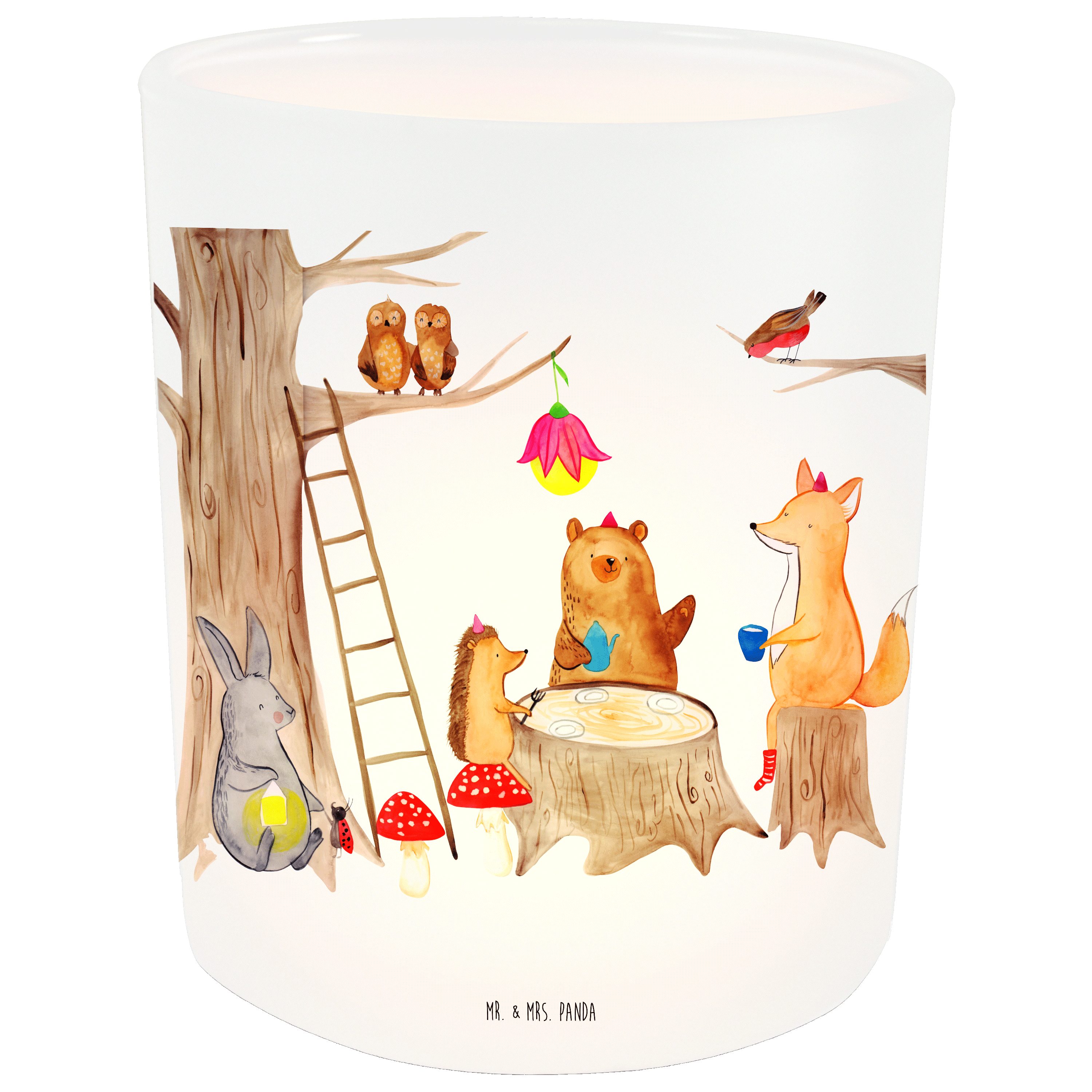 Waldtiere Transparent Kerzenglas, Picknick Geschenk, Mr. (1 - Windlicht & Panda - Mrs. Gute Laune, St)