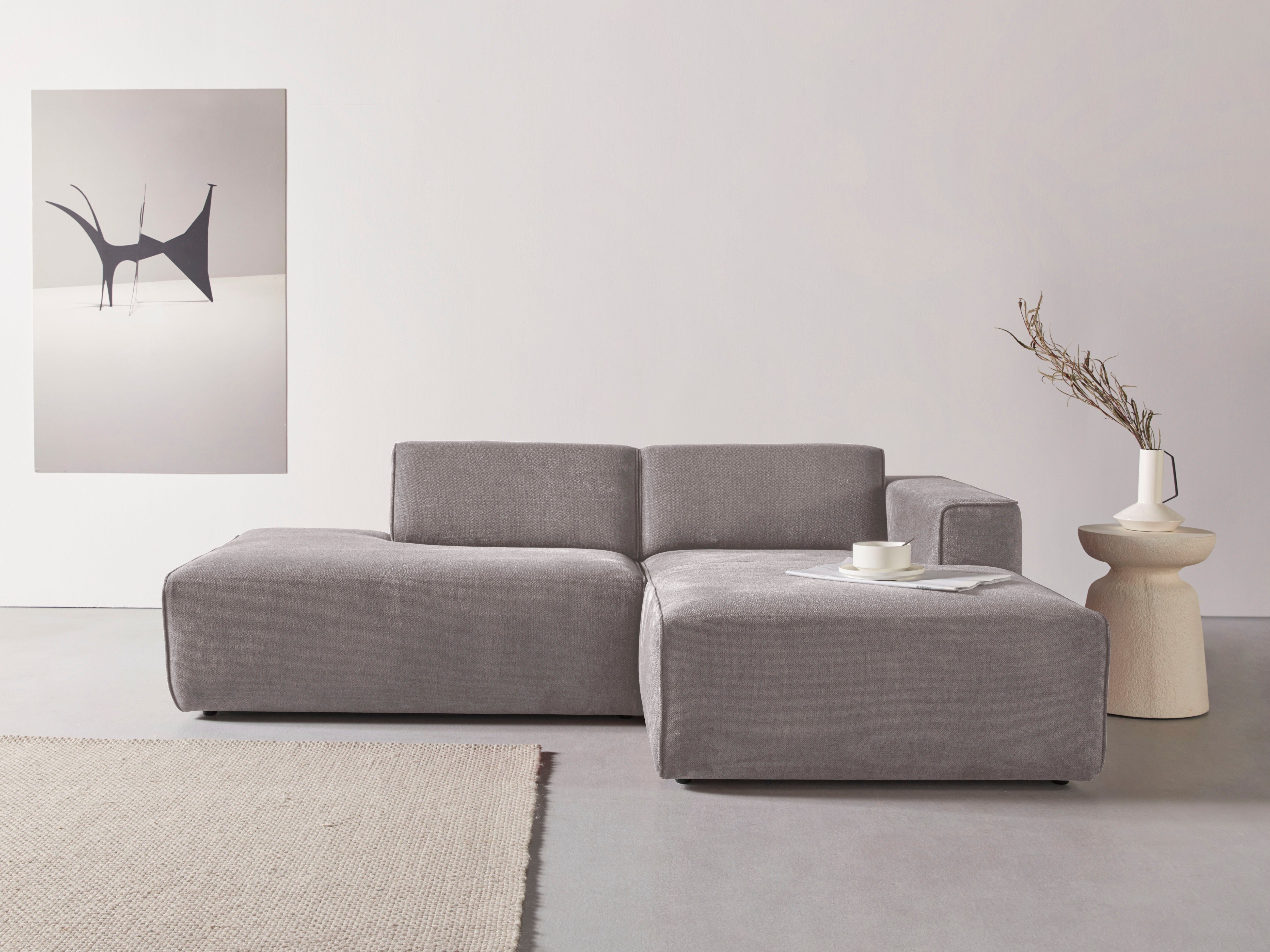 andas Ecksofa "Noord mit Kedernaht, Breite 227 cm", Cord, Struktur, Webstof günstig online kaufen