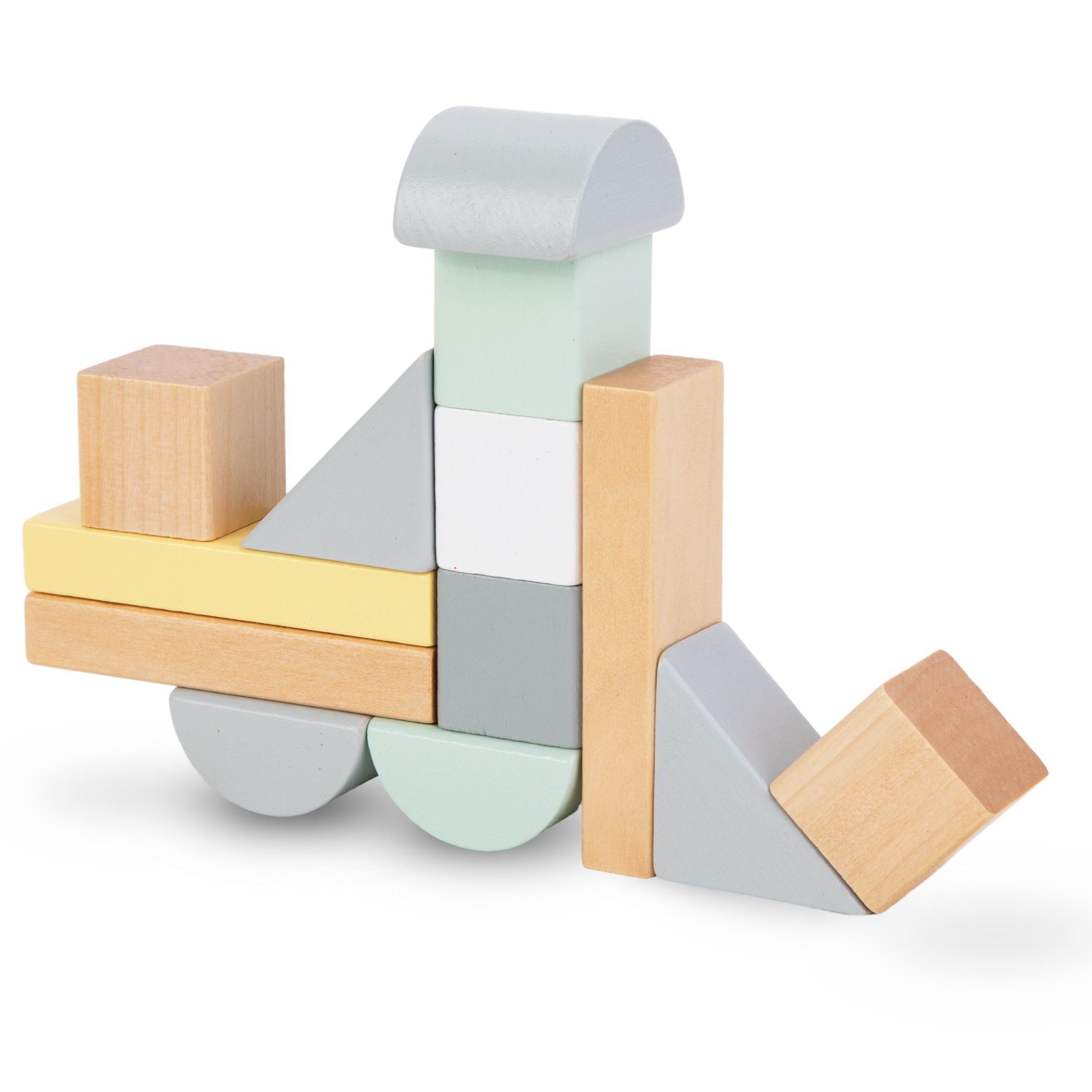 Mamabrum Puzzle-Sortierschale Pastellfarbene Holzklötze mit Satz 100 - XL-Stücken