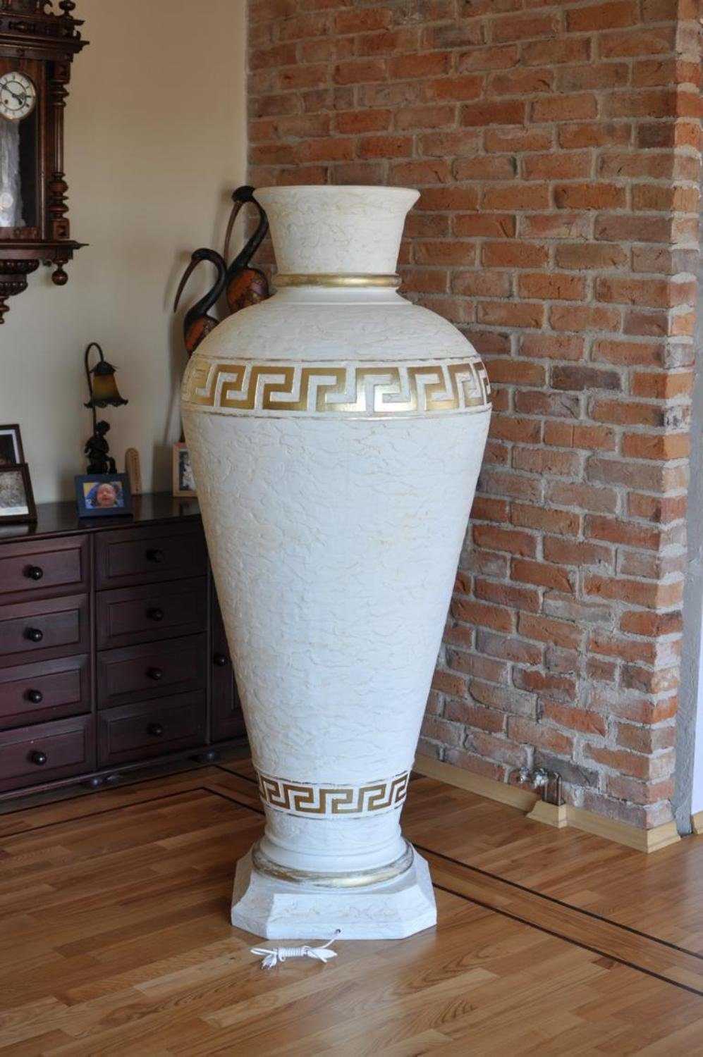 Eck Bodenfase Vase Regal Glas Vitrine Bar Schrank JVmoebel Skulptur Amphore Vitrinen