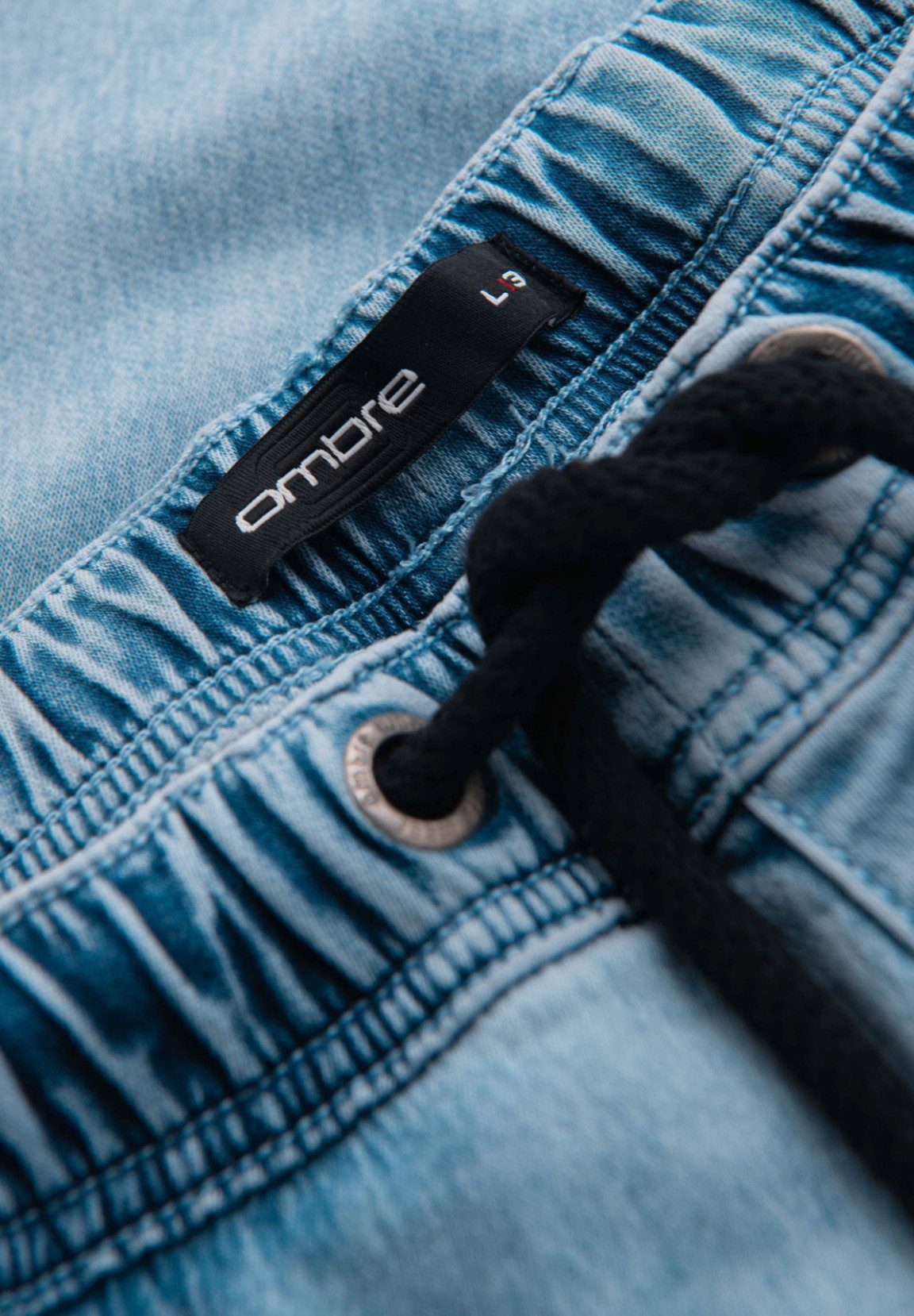 OMBRE Jeansshorts Shorts aus Denim für Männer mit Ziernähten