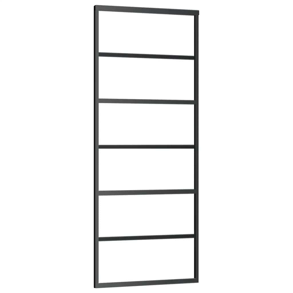 vidaXL Haustür Schiebetür mit Beschlag 76x205 cm ESG-Glas & Aluminium (1-St)