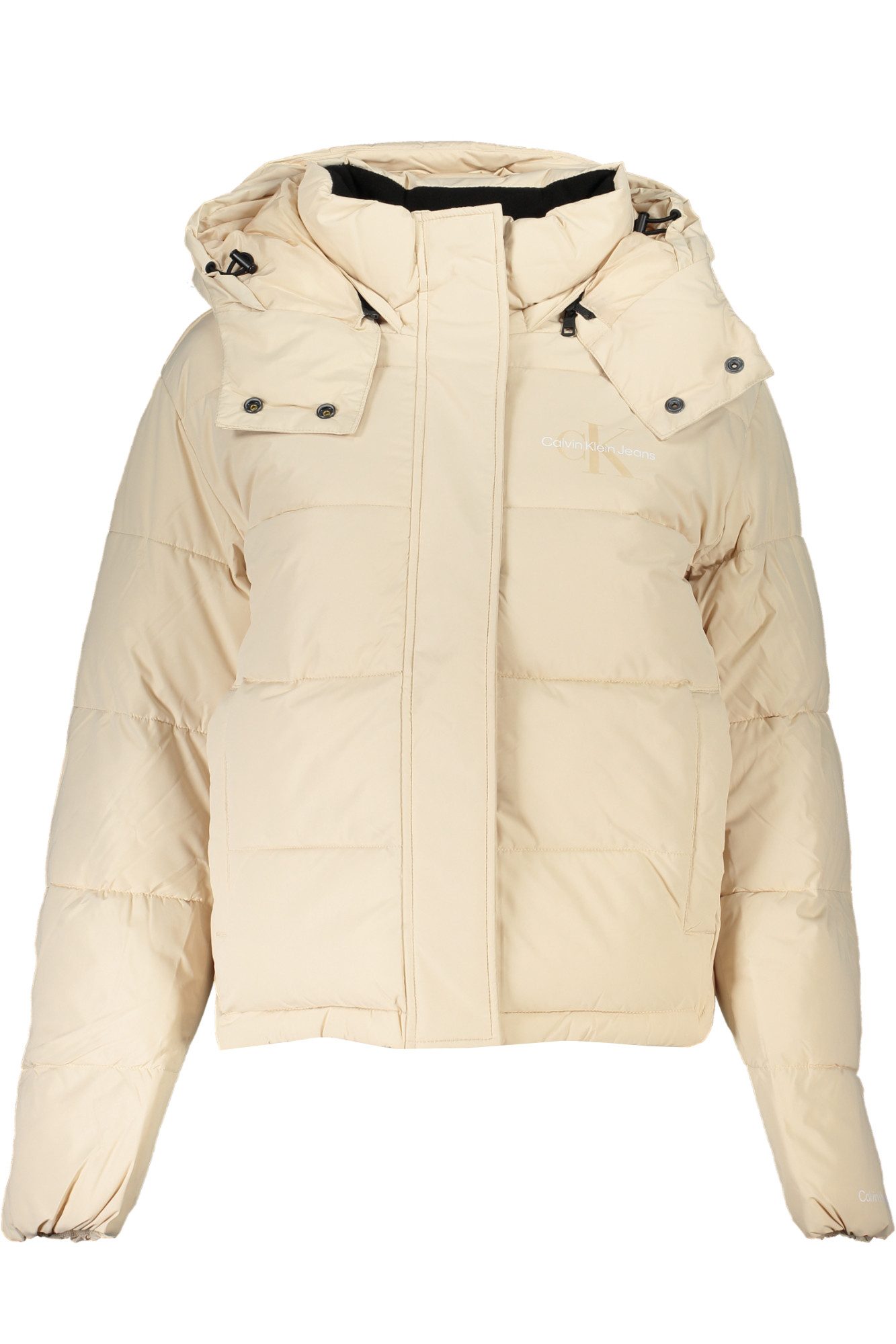 Calvin Klein Jeans Outdoorjacke Stilvolle Damenjacke Beige mit Kapuze und Recycling-Polyester