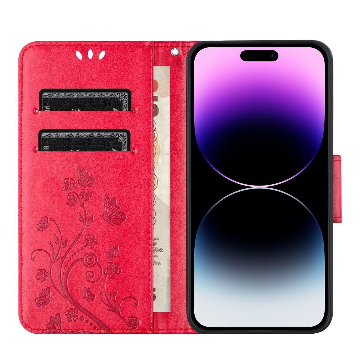 König Design Handyhülle Apple iPhone 15, Schutzhülle Schutztasche Case Cover Etuis Wallet Klapptasche Bookstyle