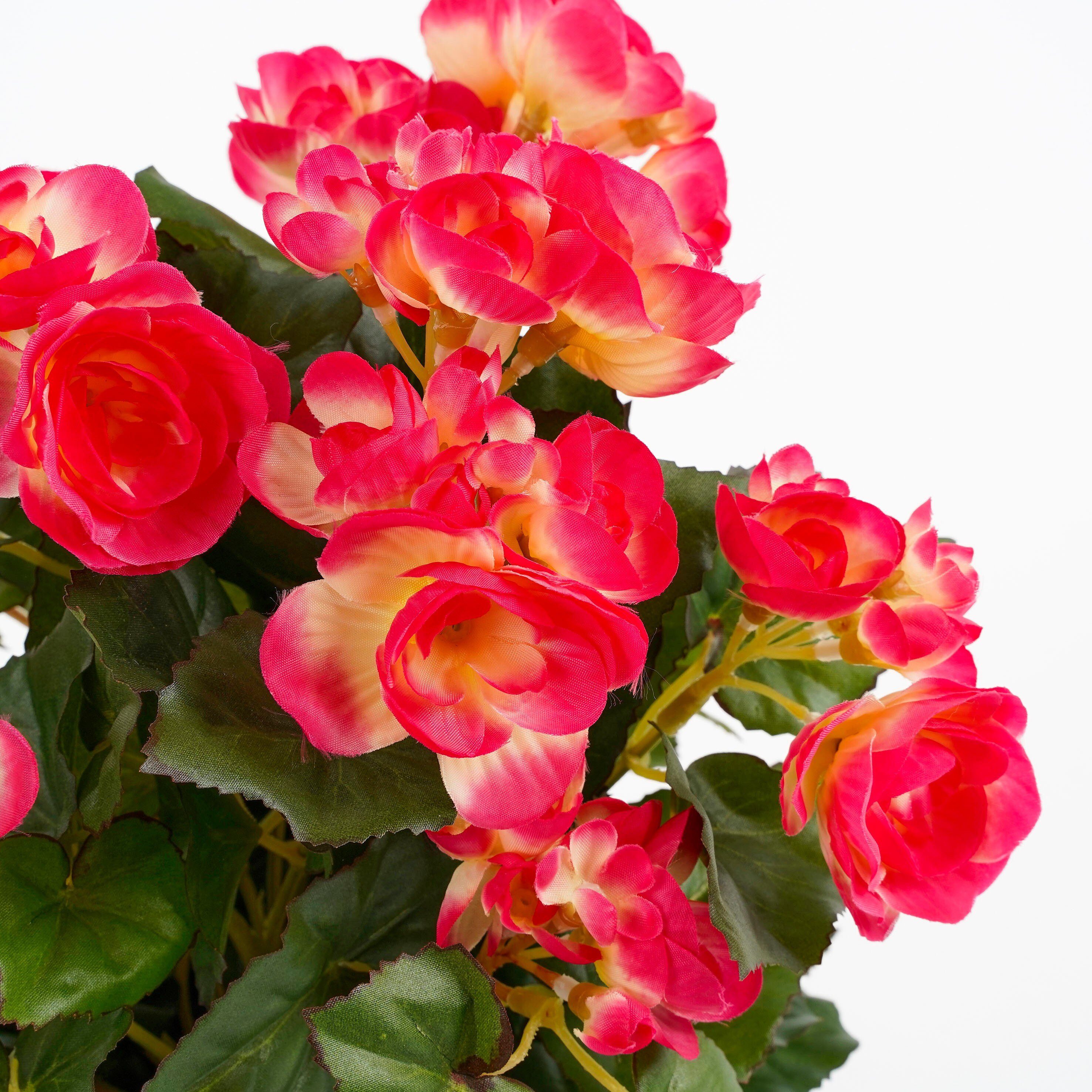 Kunstpflanze Mica Decorations Begonia d.rosa in Topf Stan grau d11,5cm - h30xd25cm, Mica Decorations, Höhe 30 cm