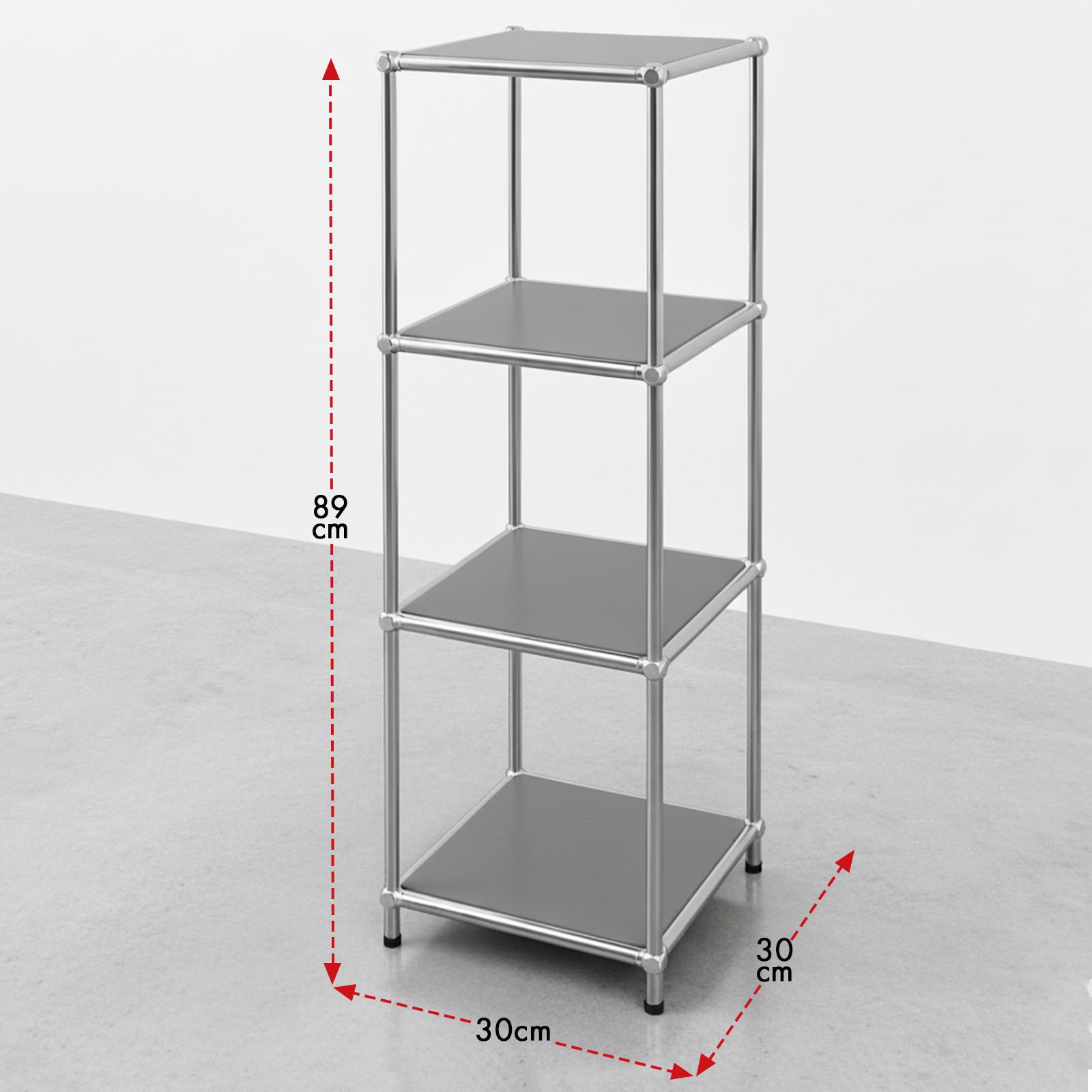 Floordirekt Standregal Concept Epure MK-005 Metallregal, B30 × T30 × H89 cm, diverse Farben, modular, Design Regal mit offenen Ablagen, verchromtes Metallgestel – Bild 3 von 5