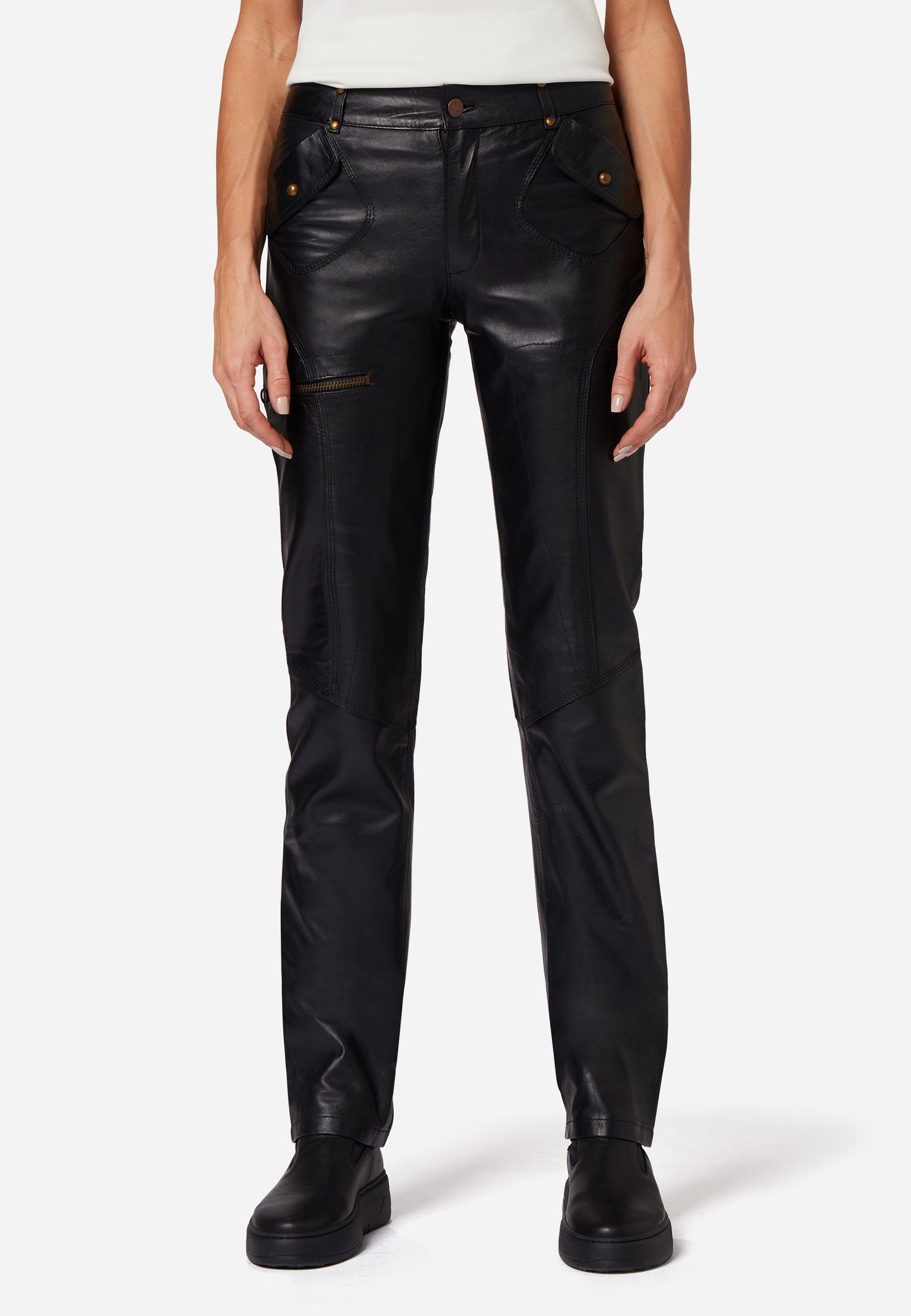 RICANO Lederhose Inspirit Lederhose in Biker-Optik aus Lamm Leder