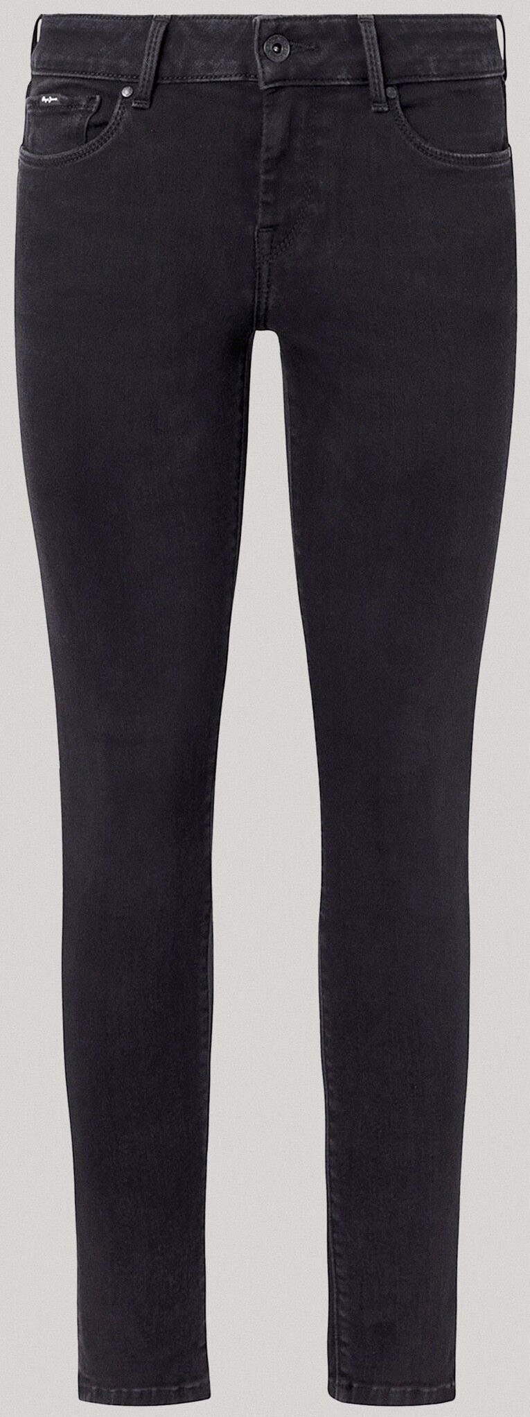 und 1-Knopf Stretch-Anteil Pepe Skinny-fit-Jeans mit Jeans SOHO Bund black 5-Pocket-Stil im