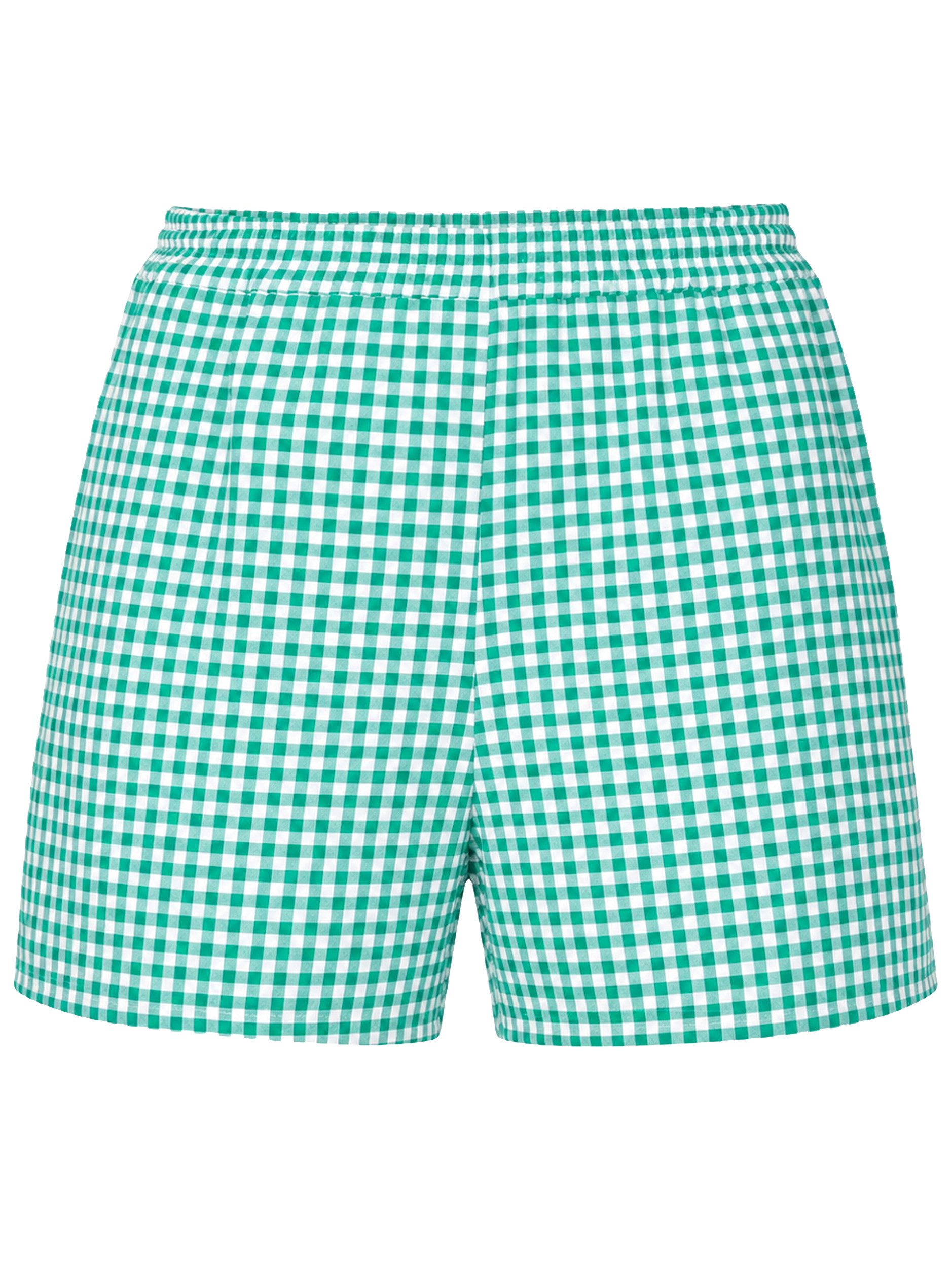 SASSYCLASSY Shorts Musselin Shorts mit Vichy-Print für Damen Weiche Baumwollshorts mit elastischem Gummibund und Eingriffstaschen