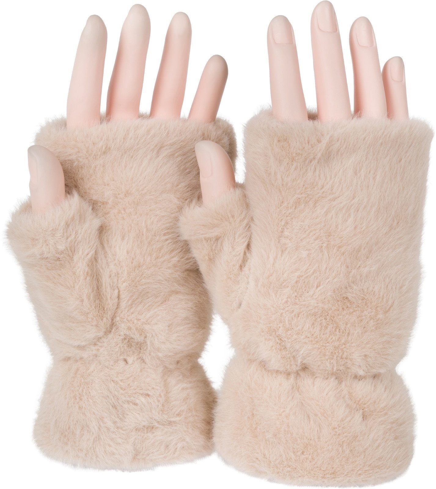 styleBREAKER Fleecehandschuhe Fingerlose Handschuhe Kunstfell Einfarbig günstig online kaufen