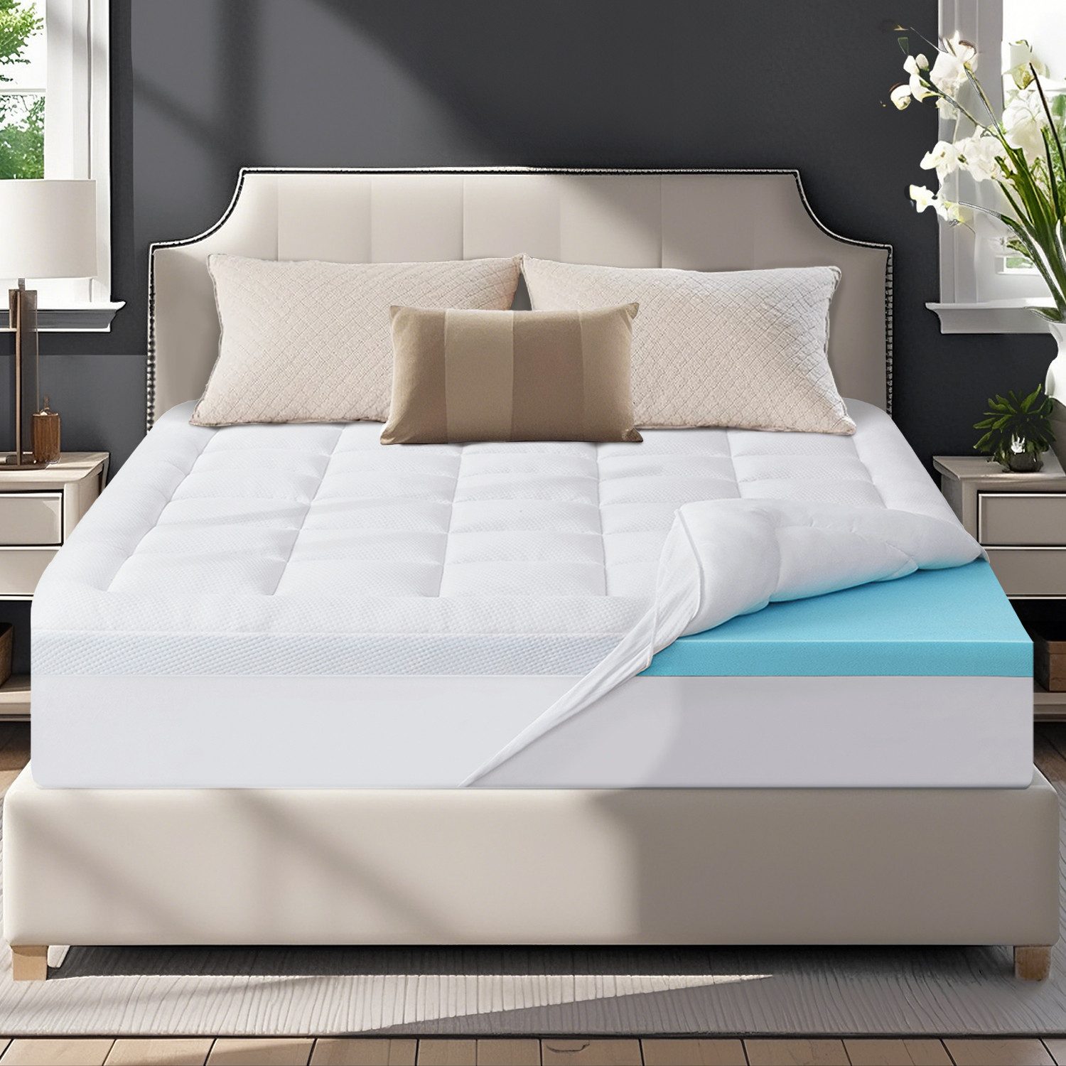 Elemuse, Topper Gel Schaum H3/H4 Topper mit Waschbar Bambusfaser Bezug, 7cm günstig online kaufen