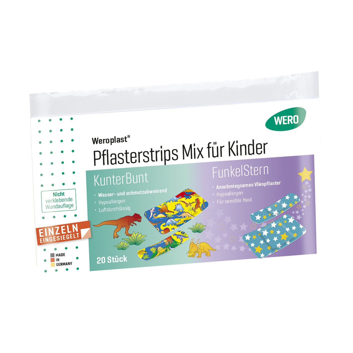 Weroplast® Wundpflaster Weroplast® Pflasterstrips Mix für Kinder, 20 Stk/Pkg (20 St), Pflasterstrips