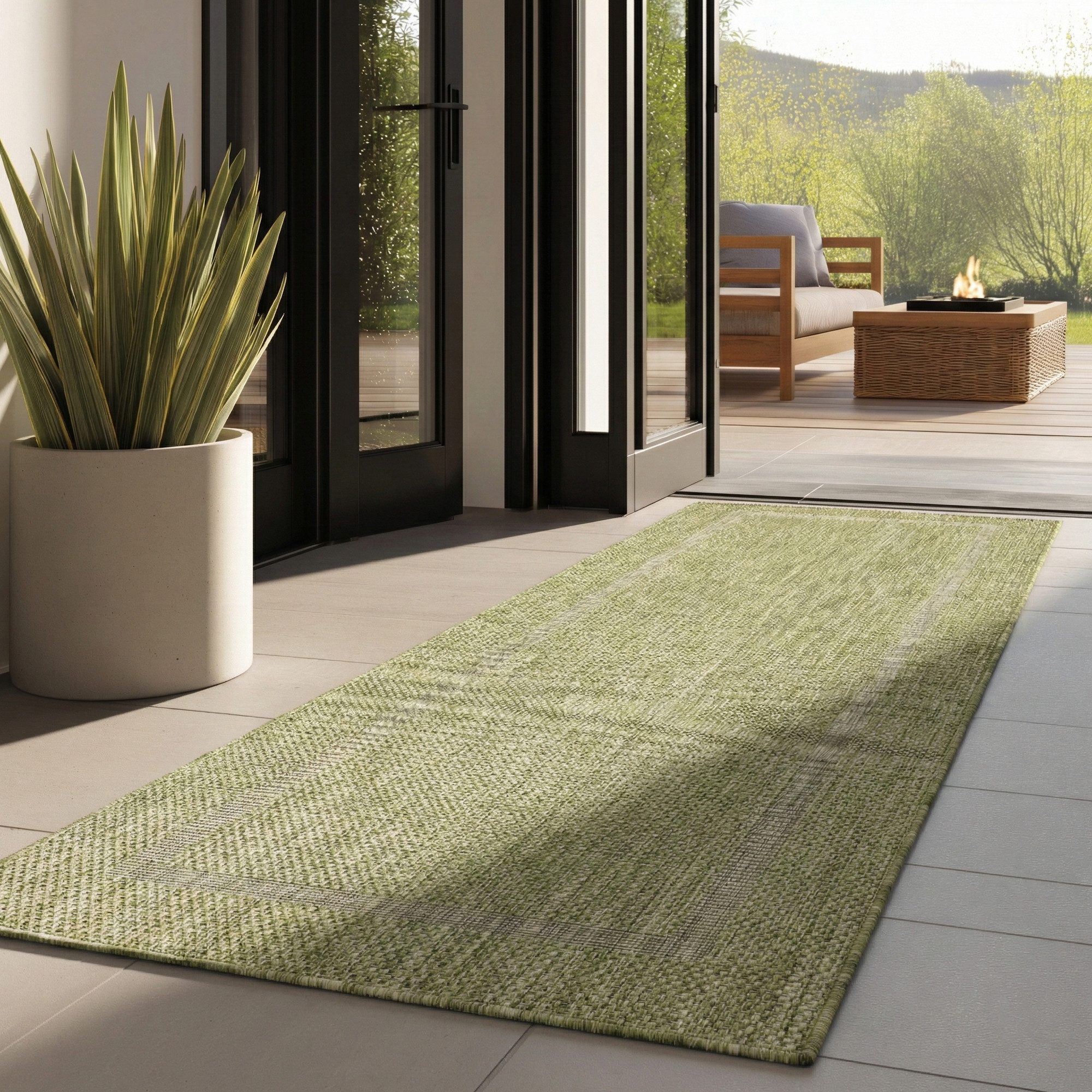 Carpettex Outdoorteppich Unicolor - Einfarbig, Läufer, Höhe: 5 mm, Teppich Wetterfest Balkon Küchenteppich Flachgewebe Sisaloptik