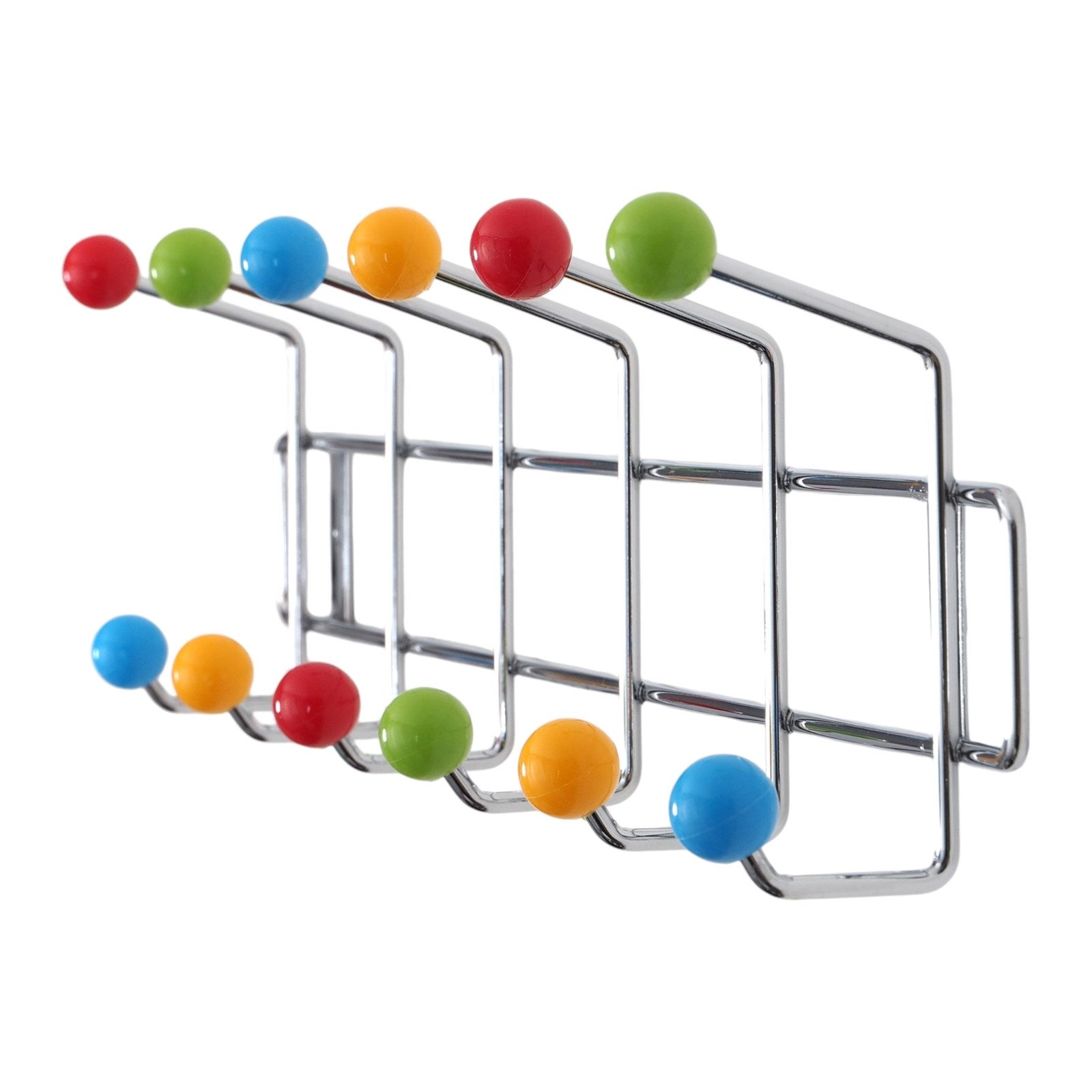 DESIGN DELIGHTS Wandgarderobe Garderobenleiste COLOUR BALL SILBER farbenfrohe Wandgarderobe 12Kugeln